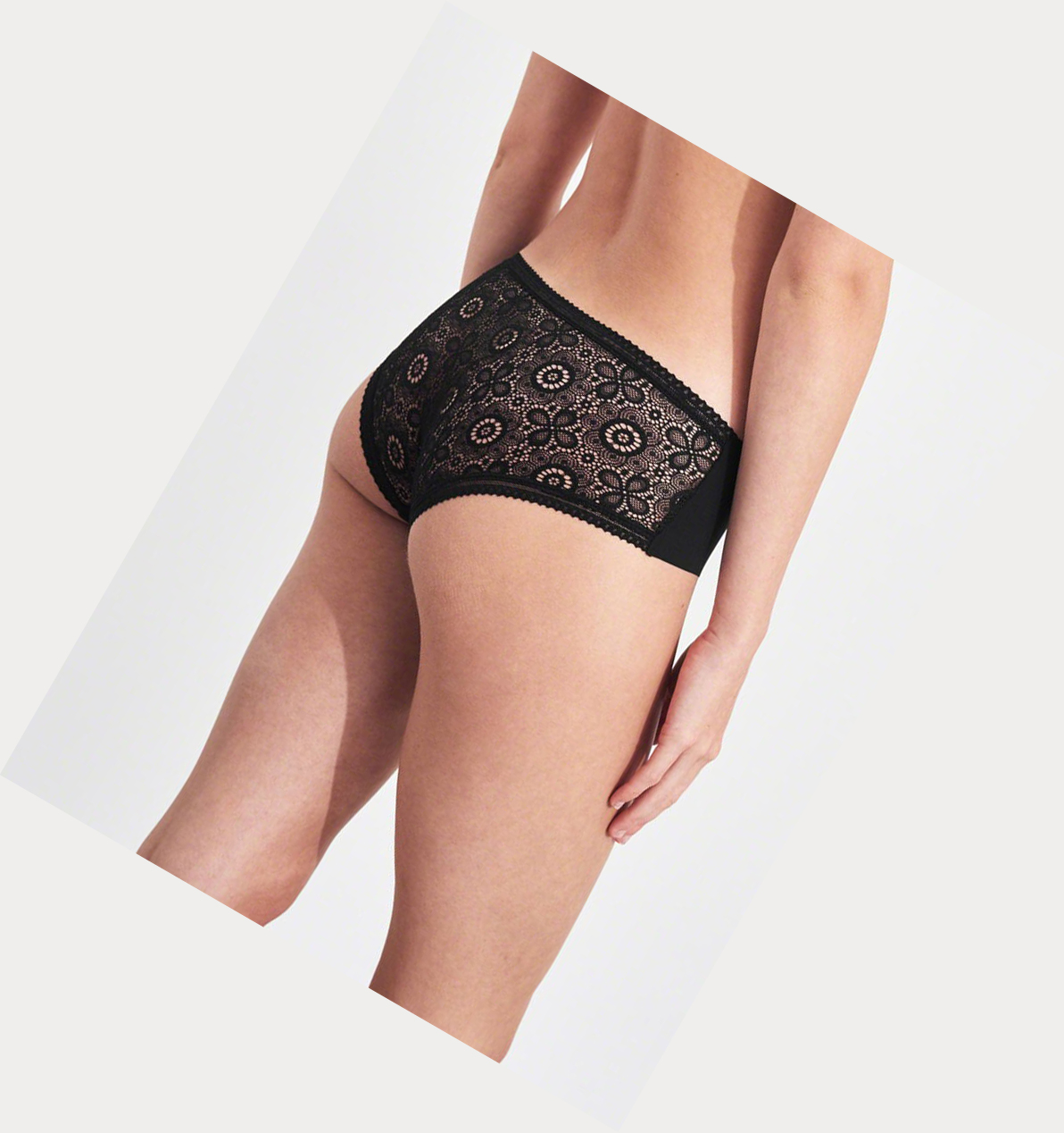 Black Women's Hollister Gilly Hicks No-Show Lace-Back Hiphugger Underwear | UK-267QTKA