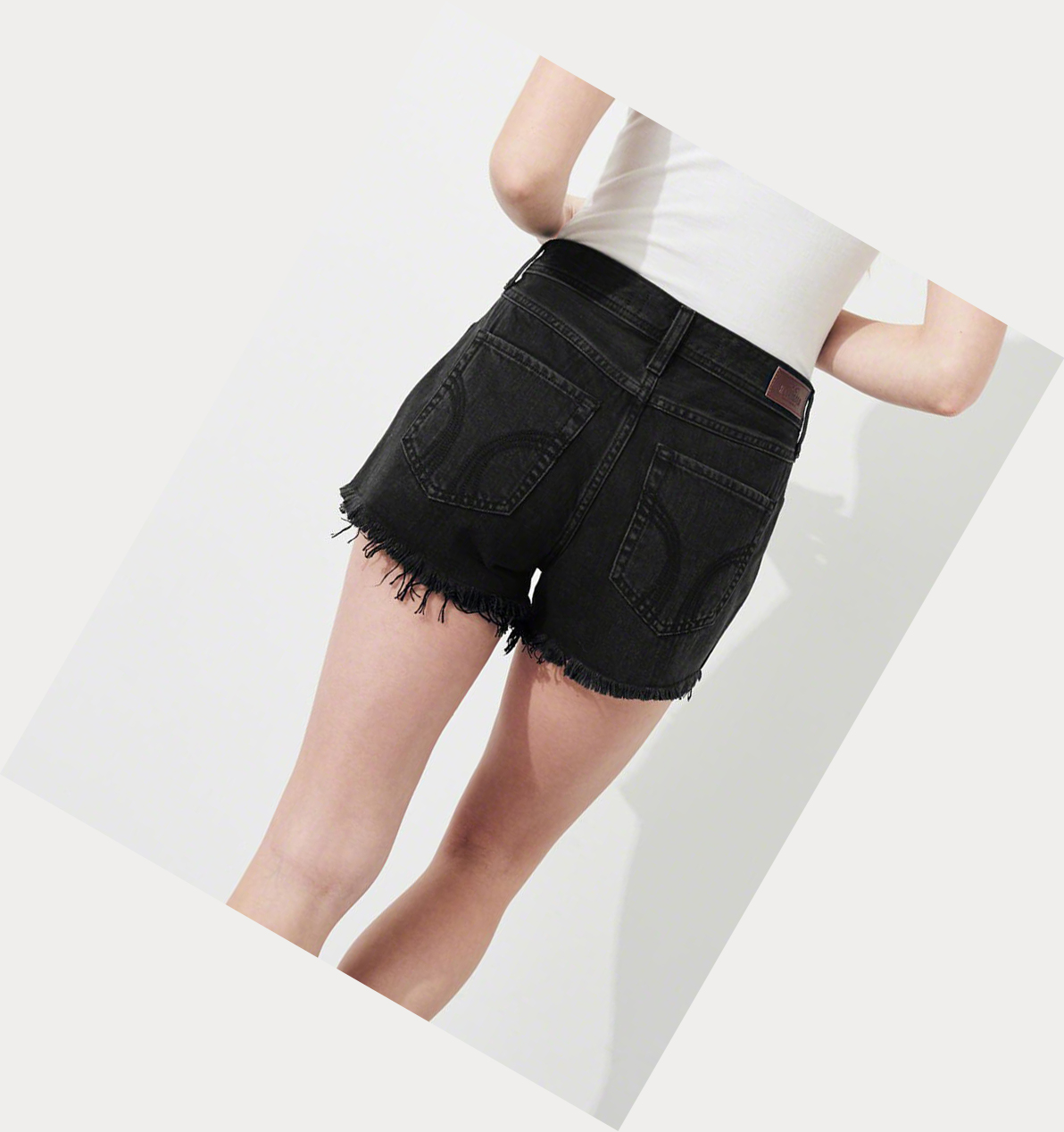 Black Women's Hollister High-Rise Denim Boyfriend Shorts | UK-714BQKW