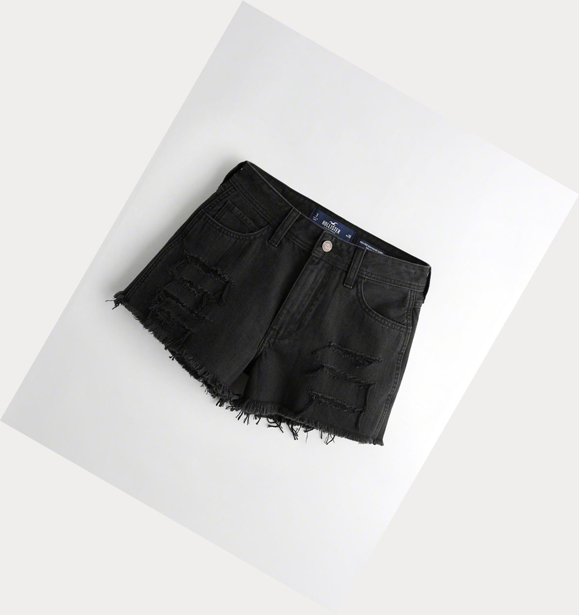 Black Women\'s Hollister High-Rise Denim Boyfriend Shorts | UK-714BQKW