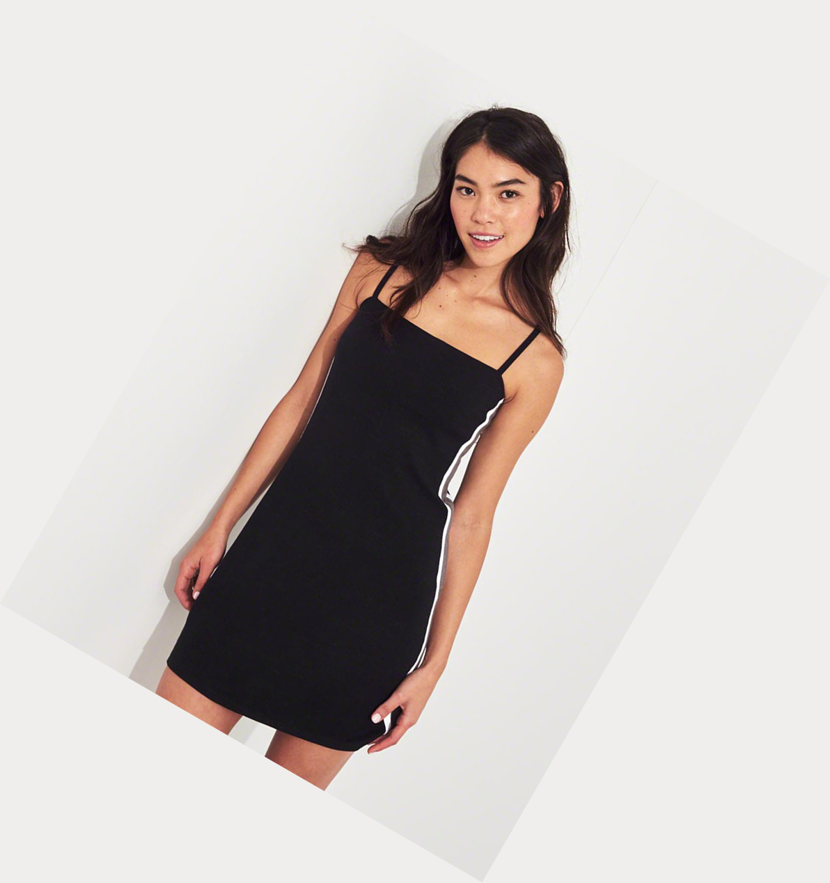 Black Women's Hollister Knit Slim Cami Dress | UK-405ODZG