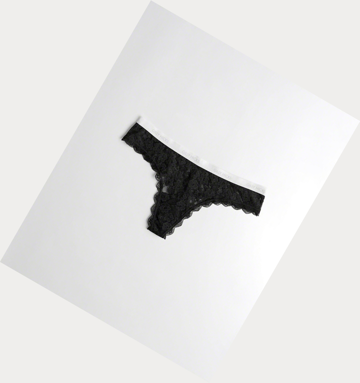 Black Women\'s Hollister Lace Thong Underwear | UK-981XKJC