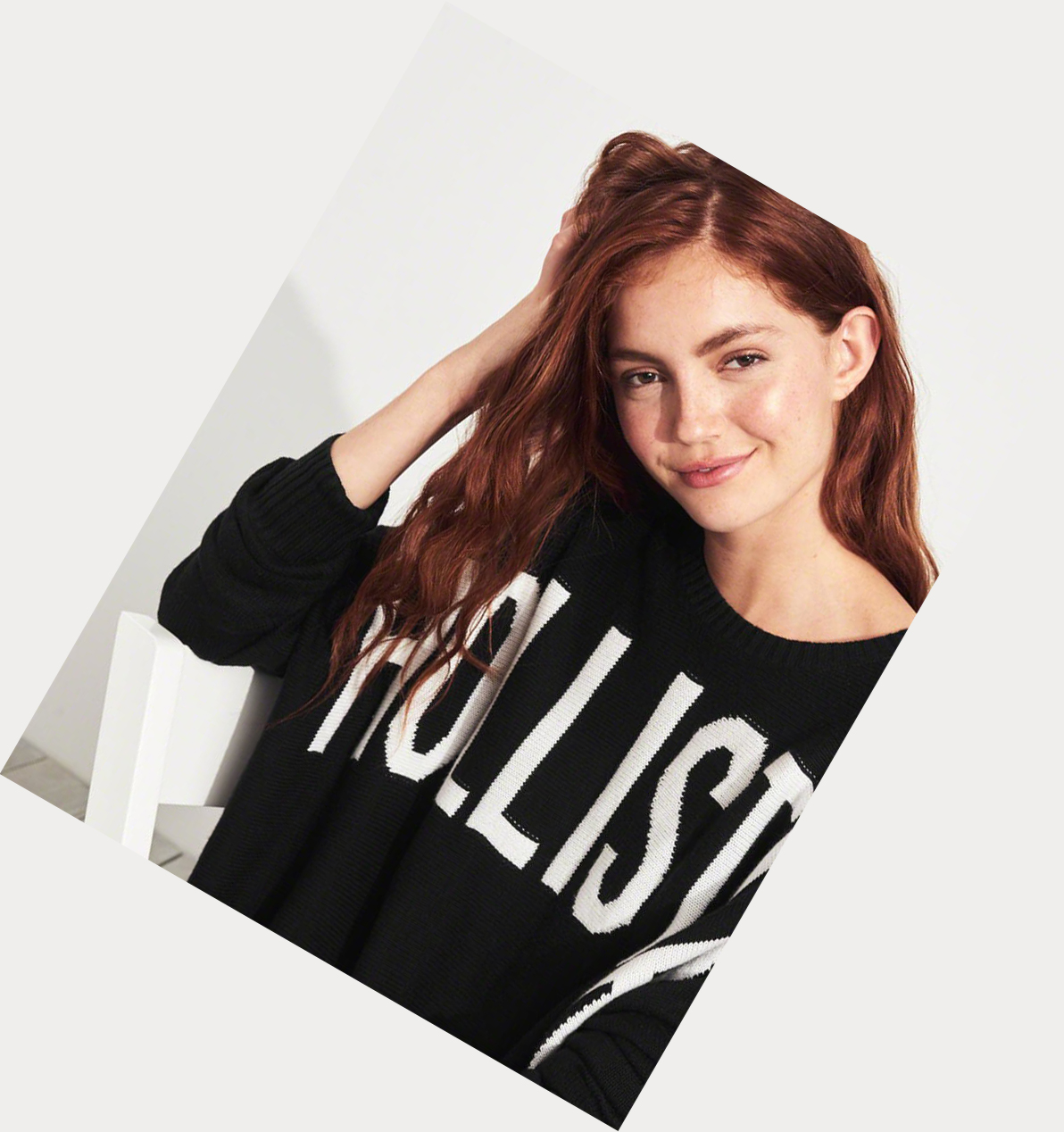 Black Women's Hollister Logo Oversized Sweaters | UK-065QVSG