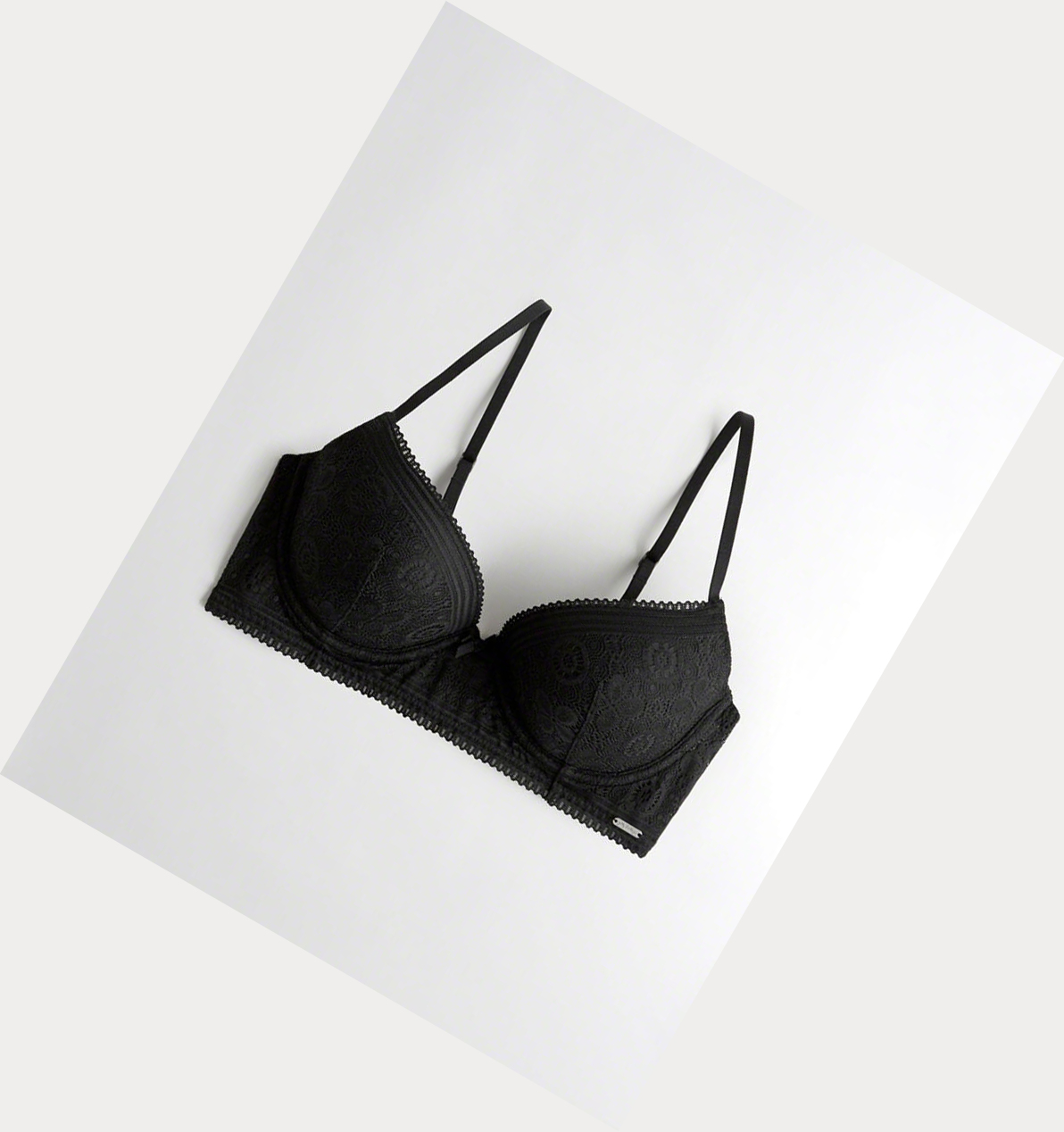 Black Women\'s Hollister Longline Lightly Lined Demi Bras | UK-238QDOX