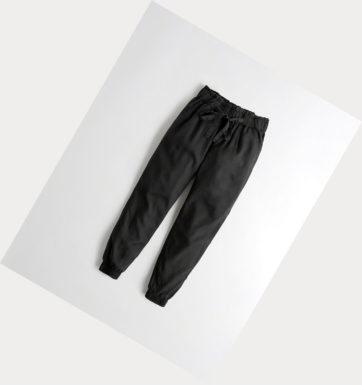 Black Women\'s Hollister Paper-Bag High-Rise Twill Pants | UK-257PEJW