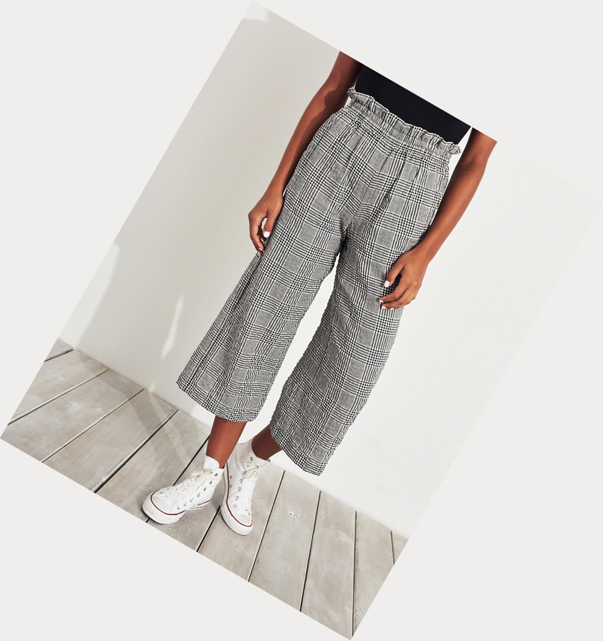 Black Women's Hollister Paper-Bag Ultra High-Rise Pants | UK-245SXDP