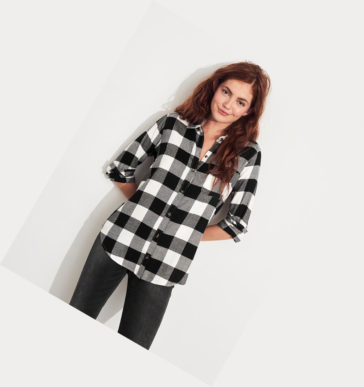 Black Women's Hollister Plaid Long Sleeve | UK-172UJDI