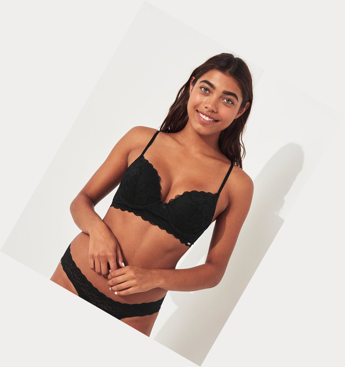 Black Women's Hollister Push-Up Plunge Bras | UK-932OAWS