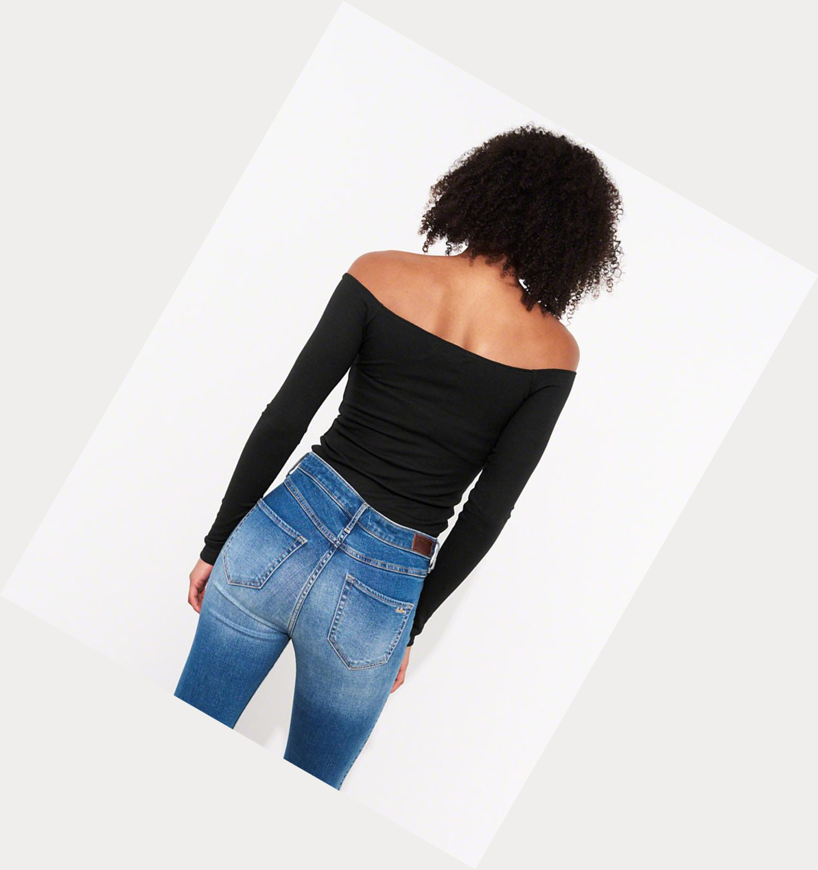 Black Women's Hollister Ruched Off-The-Shoulder Long Sleeve | UK-453GUCA