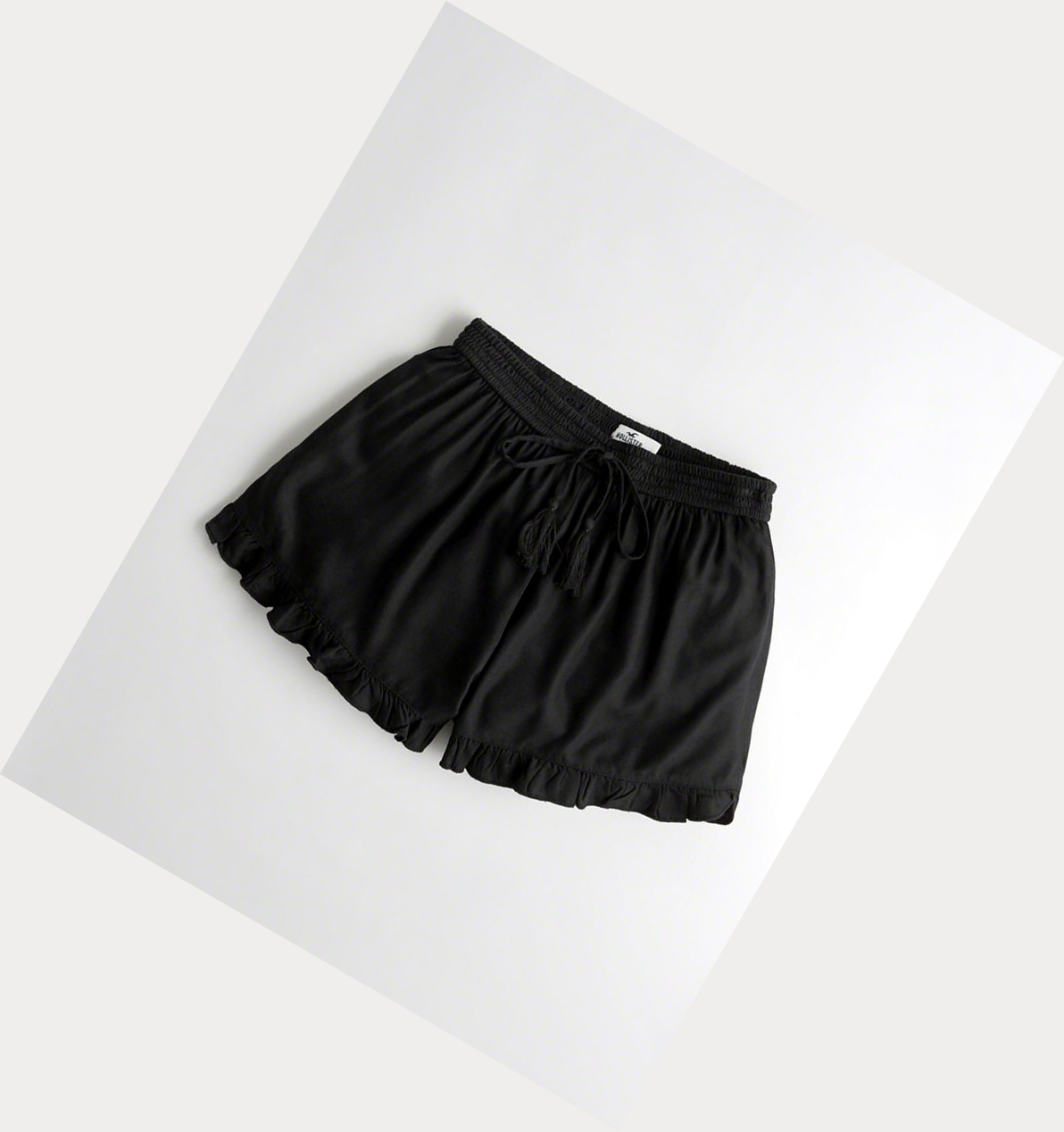 Black Women\'s Hollister Ruffle Hem Shorts | UK-756JABL