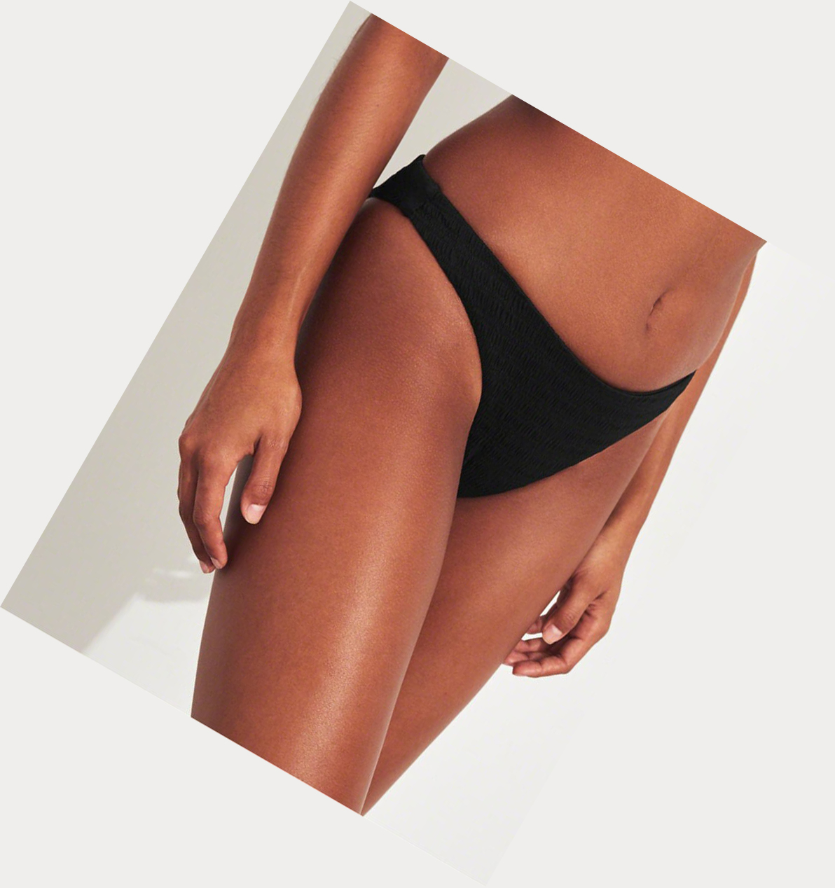 Black Women's Hollister Smocked High-Leg Bikini Bottoms | UK-014WOAI