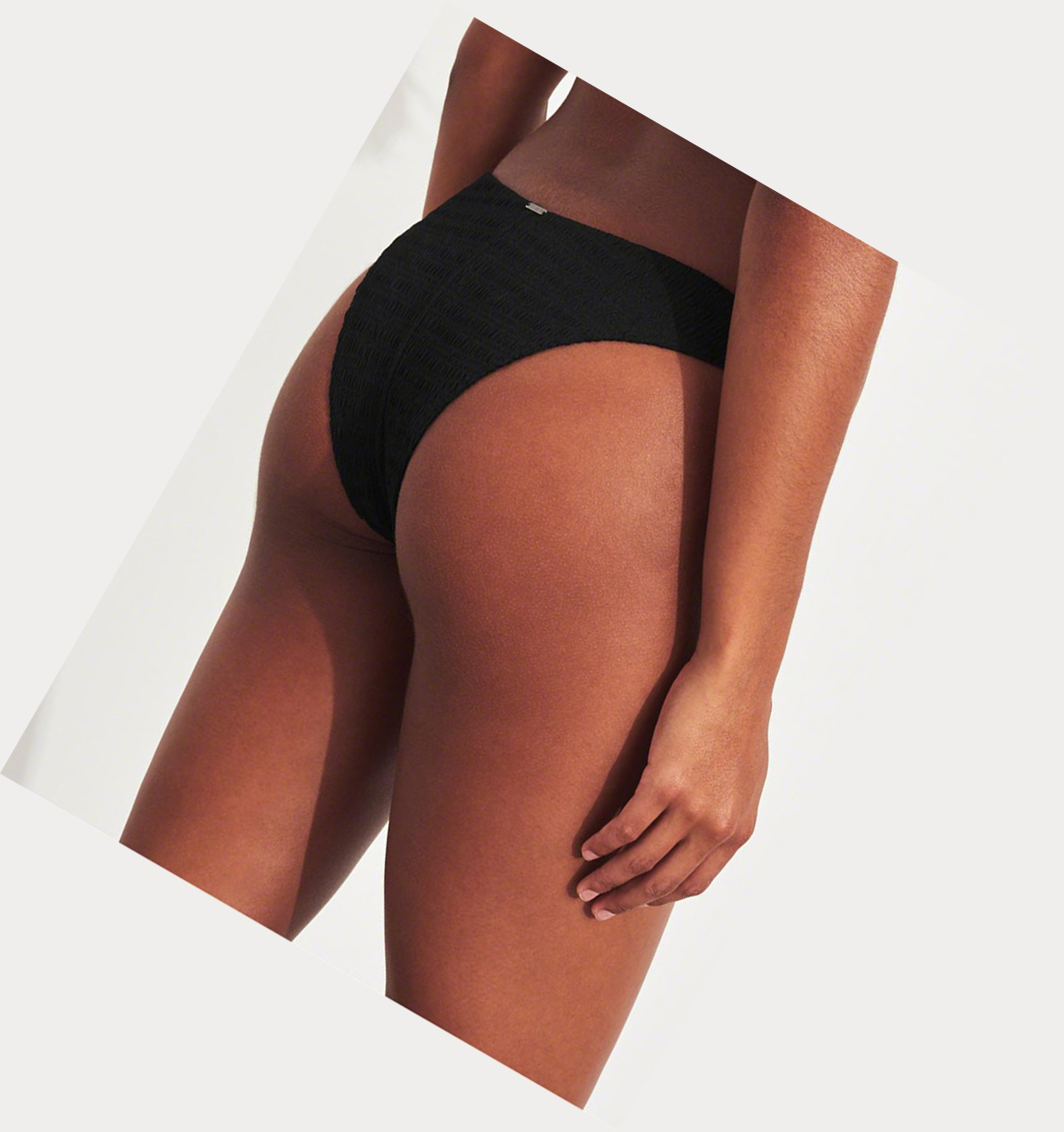 Black Women's Hollister Smocked High-Leg Bikini Bottoms | UK-014WOAI