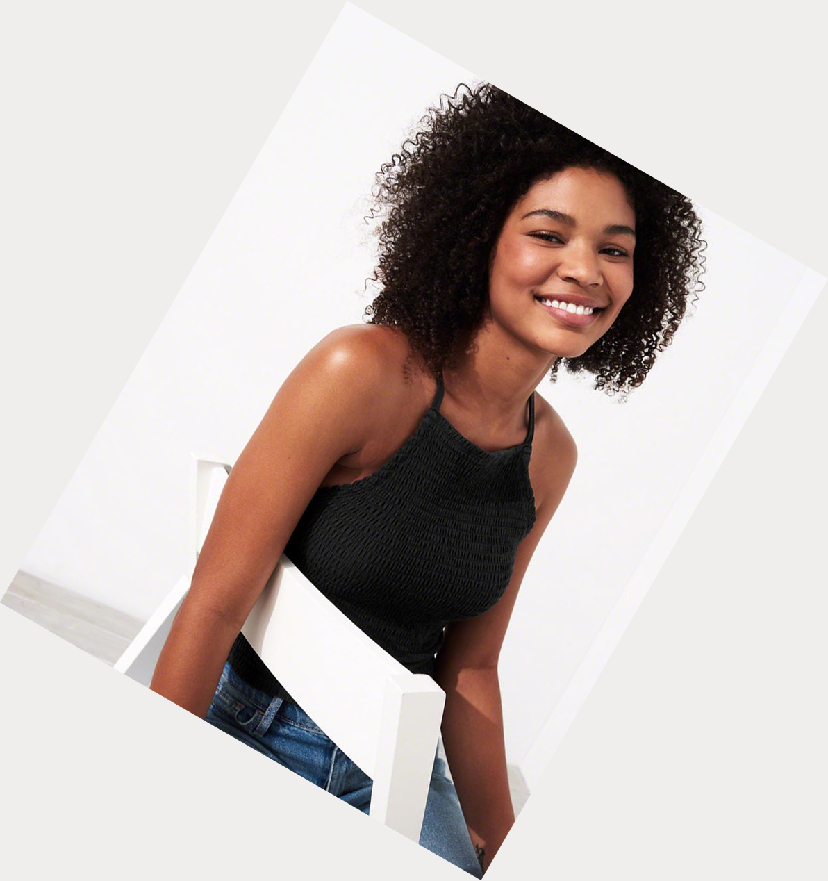 Black Women's Hollister Smocked High-Neck Tanks | UK-486GPLM