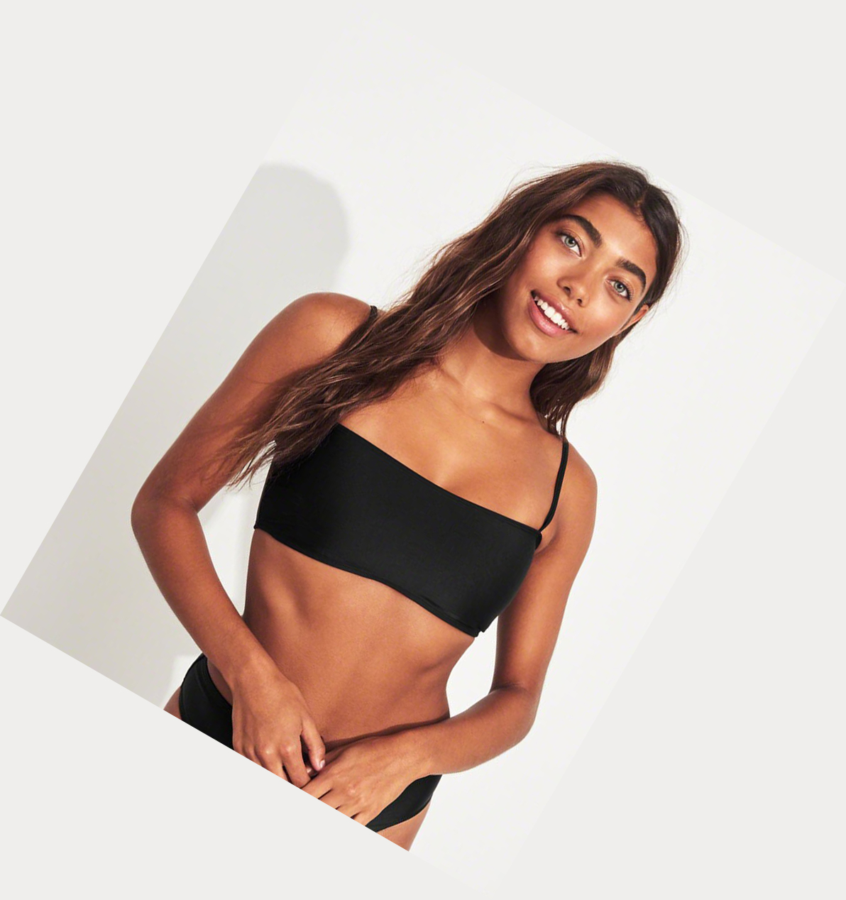 Black Women's Hollister Square-Neck Bikini Tops | UK-809GKDZ