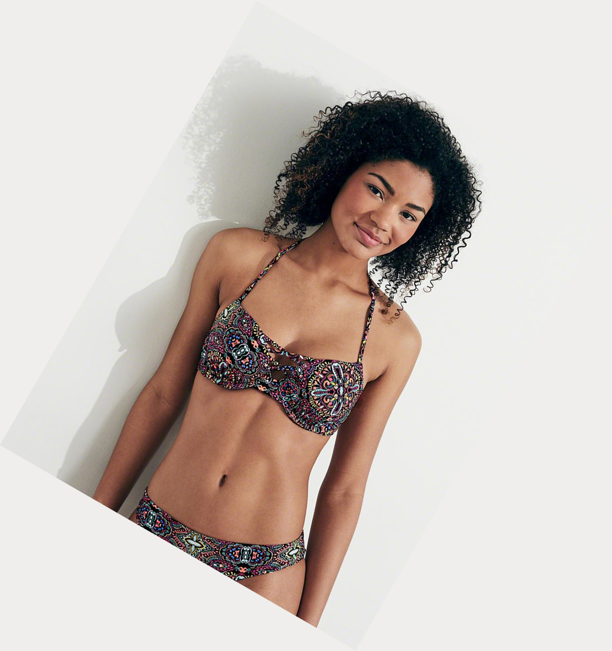 Black Women's Hollister Strappy Lightly Lined Plunge Bikini Tops | UK-236JNDX