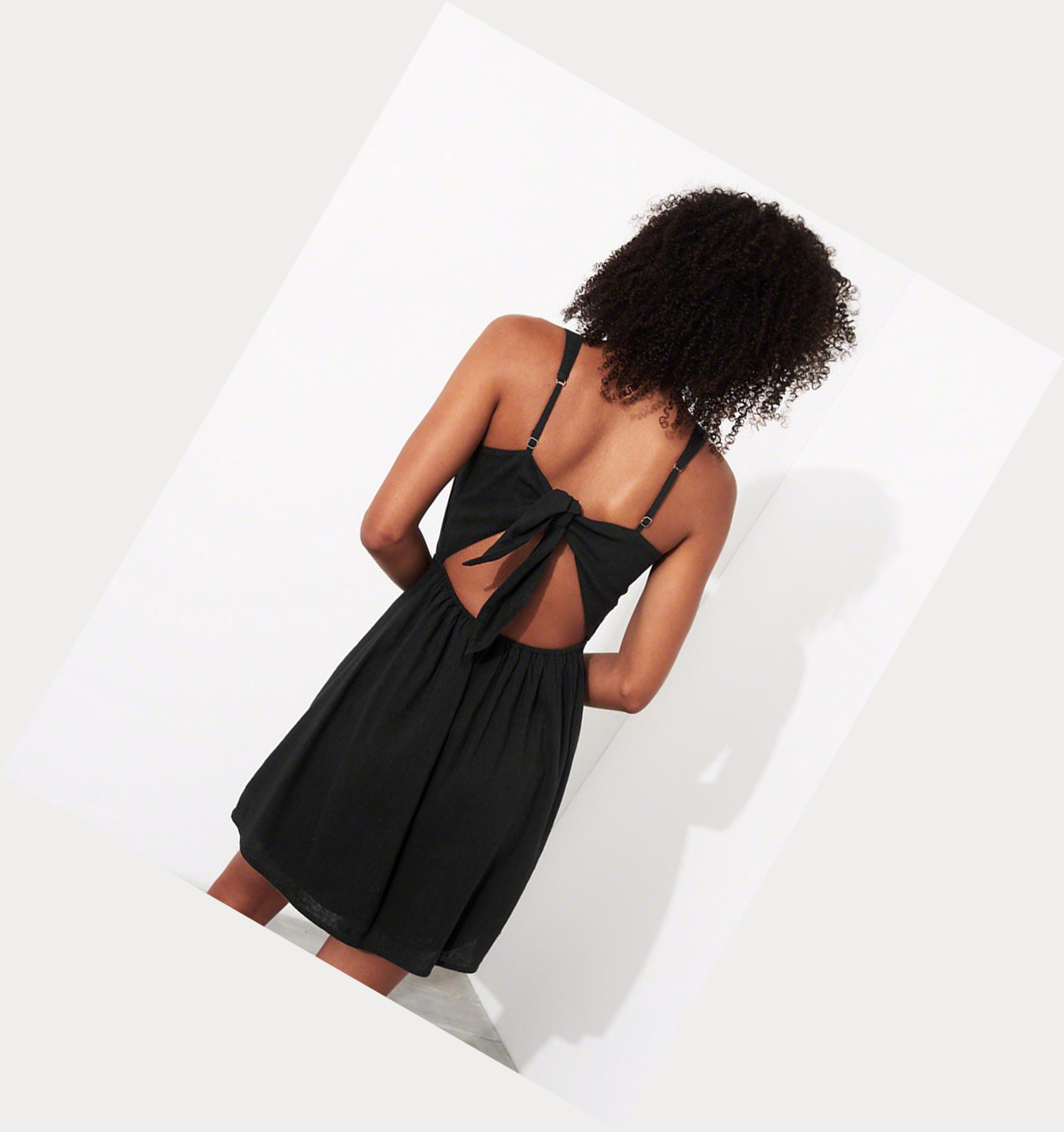 Black Women's Hollister Tie-Back A-Line Dress | UK-240MPBJ