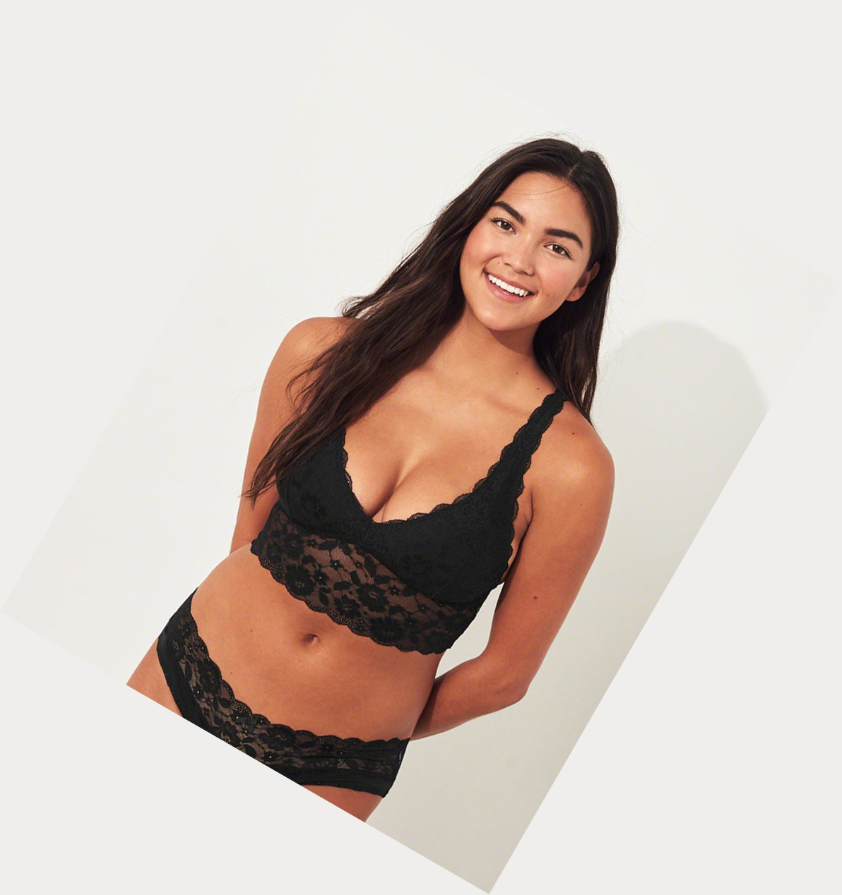 Black Women's Hollister Ultra Longline Triangle With Removable Pads Bras | UK-178KMDC