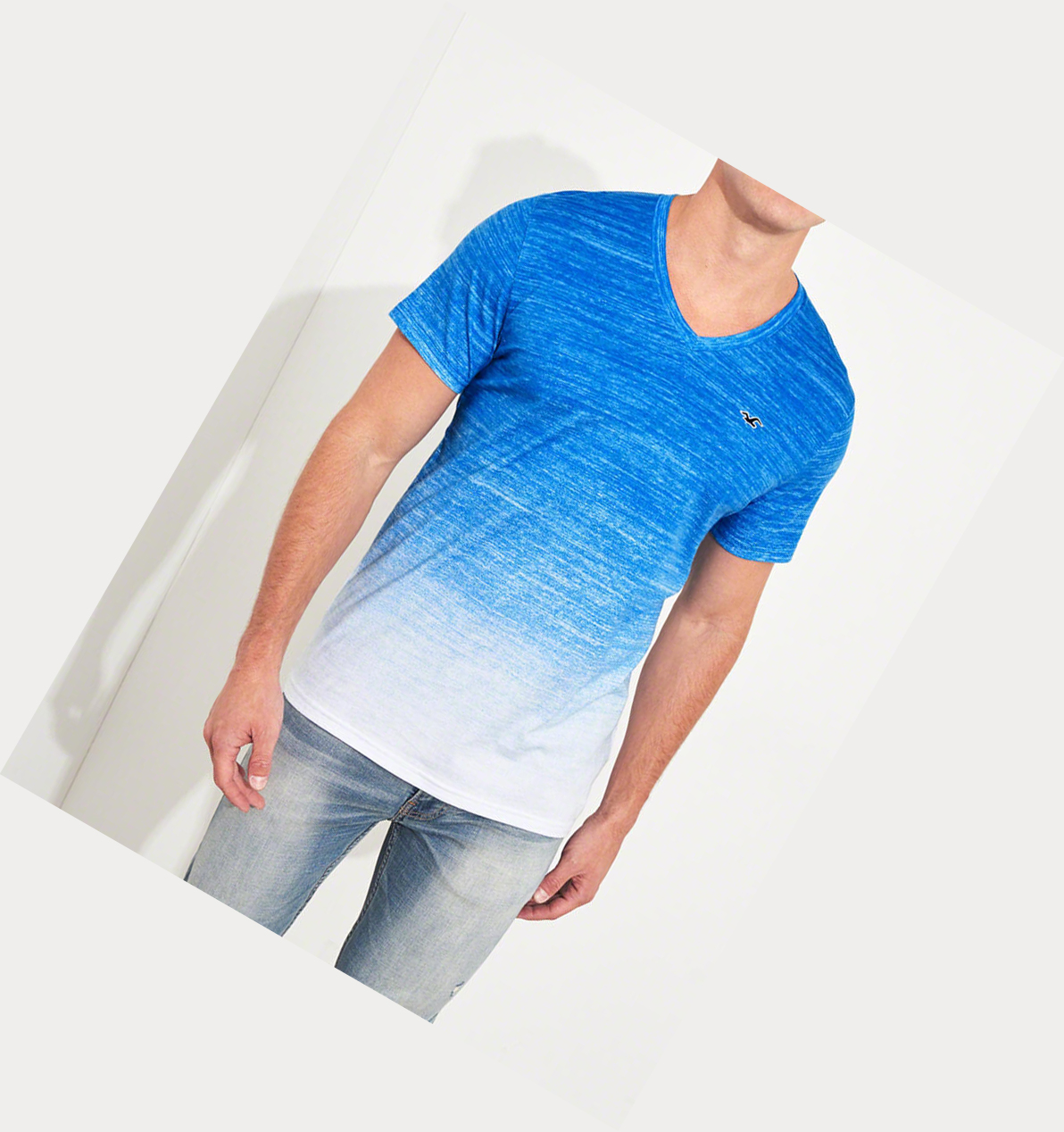 Blue Men's Hollister Must-Have V-Neck Short Sleeve | UK-673RVUS