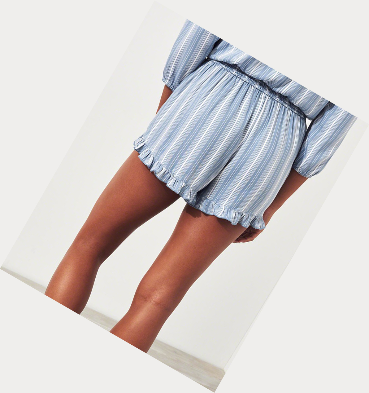 Blue Stripes Women's Hollister Ruffle Hem Shorts | UK-201PCXF