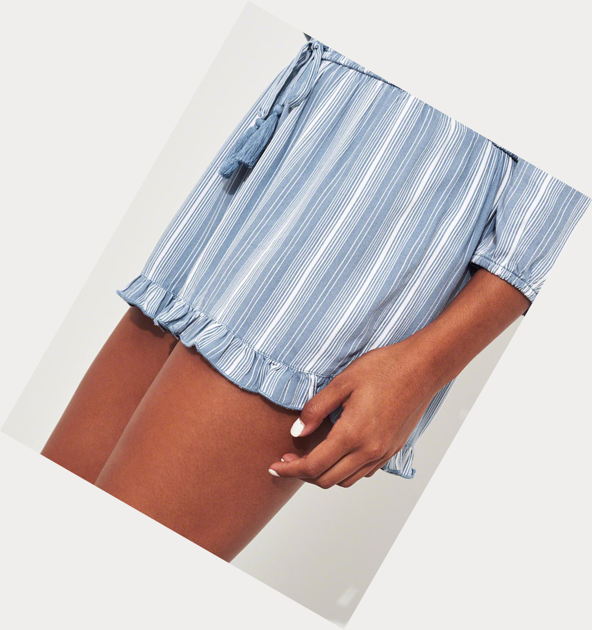 Blue Stripes Women's Hollister Ruffle Hem Shorts | UK-201PCXF