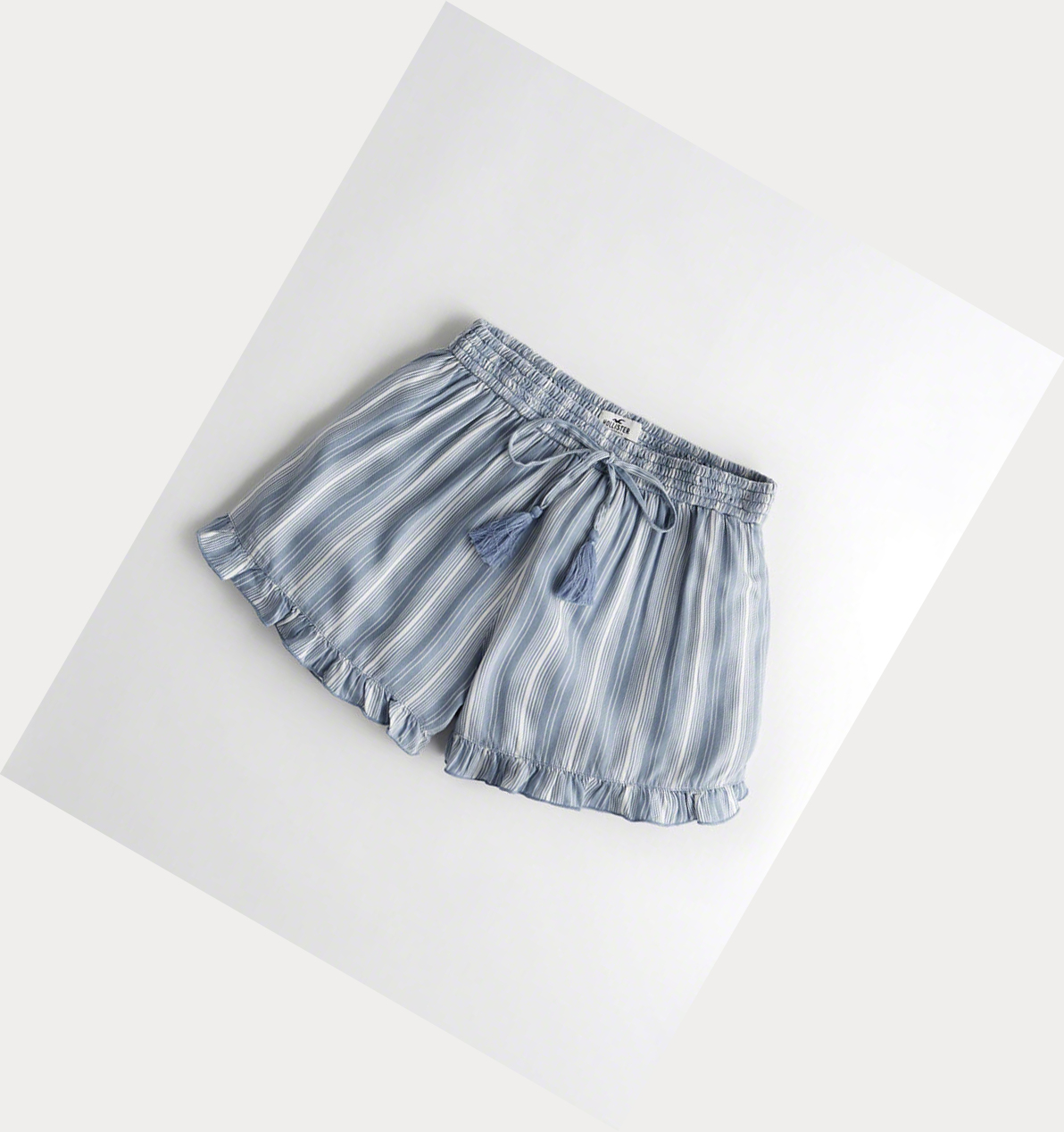 Blue Stripes Women\'s Hollister Ruffle Hem Shorts | UK-201PCXF