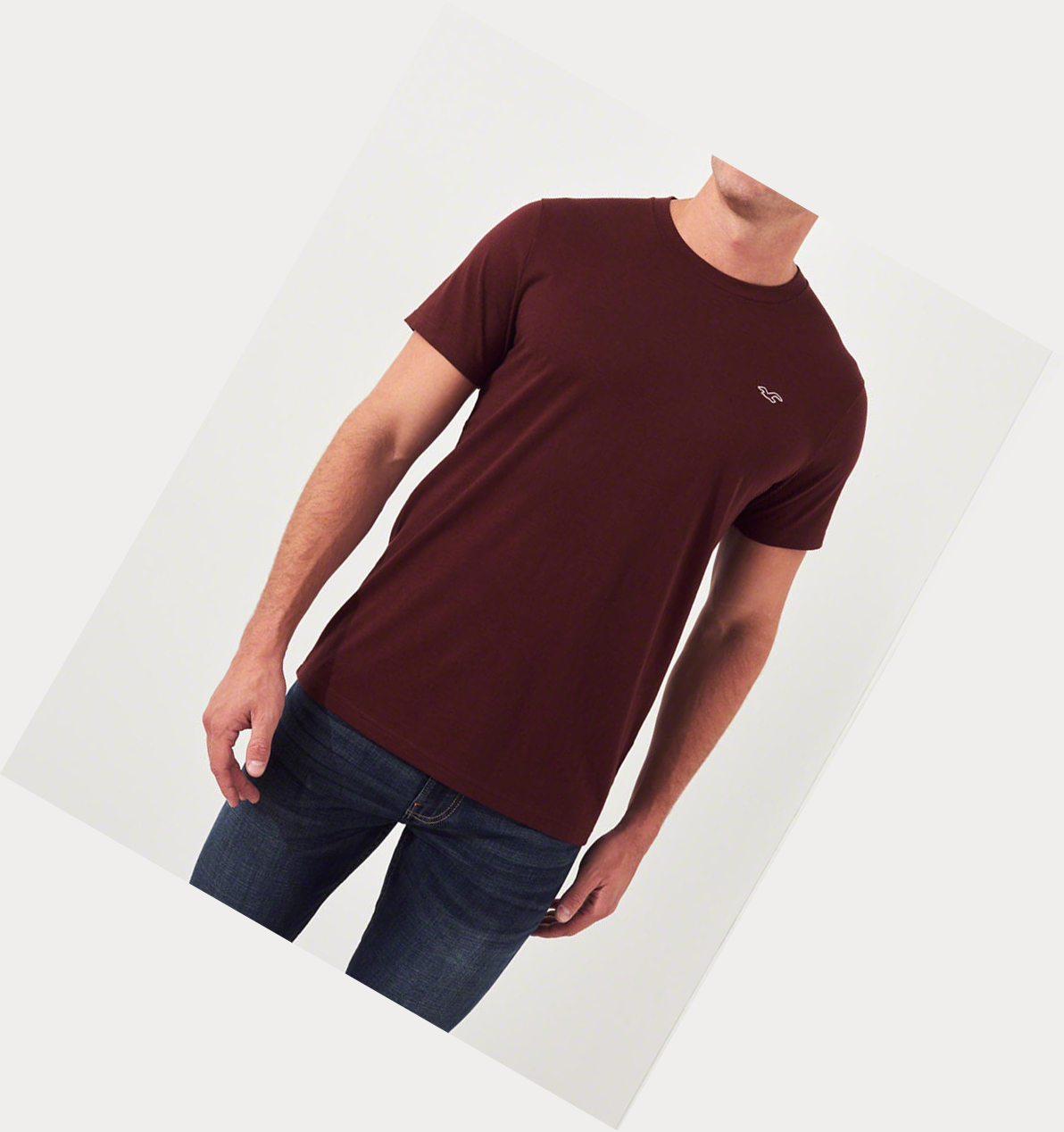 Burgundy Men's Hollister Must-Have Crewneck Short Sleeve | UK-571KYWQ