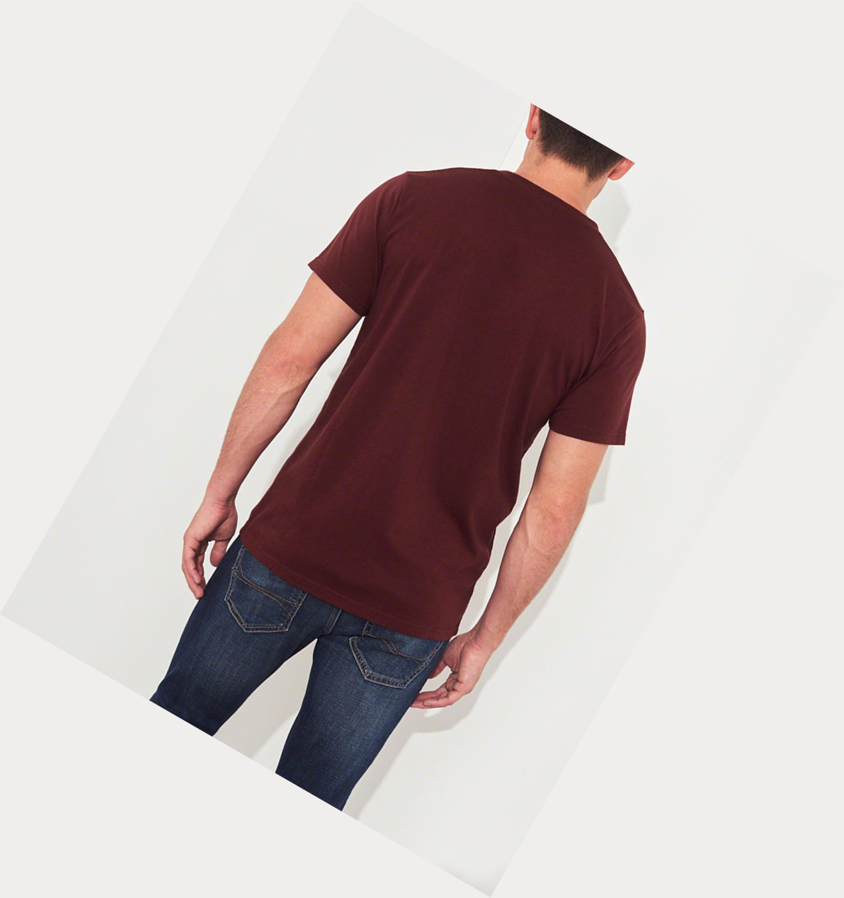 Burgundy Men's Hollister Must-Have Crewneck Short Sleeve | UK-571KYWQ