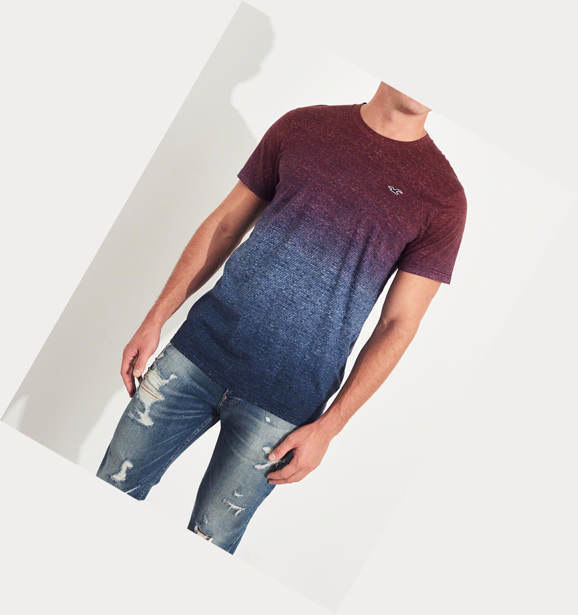 Burgundy Navy Men's Hollister Must-Have Crewneck Short Sleeve | UK-801MYIE