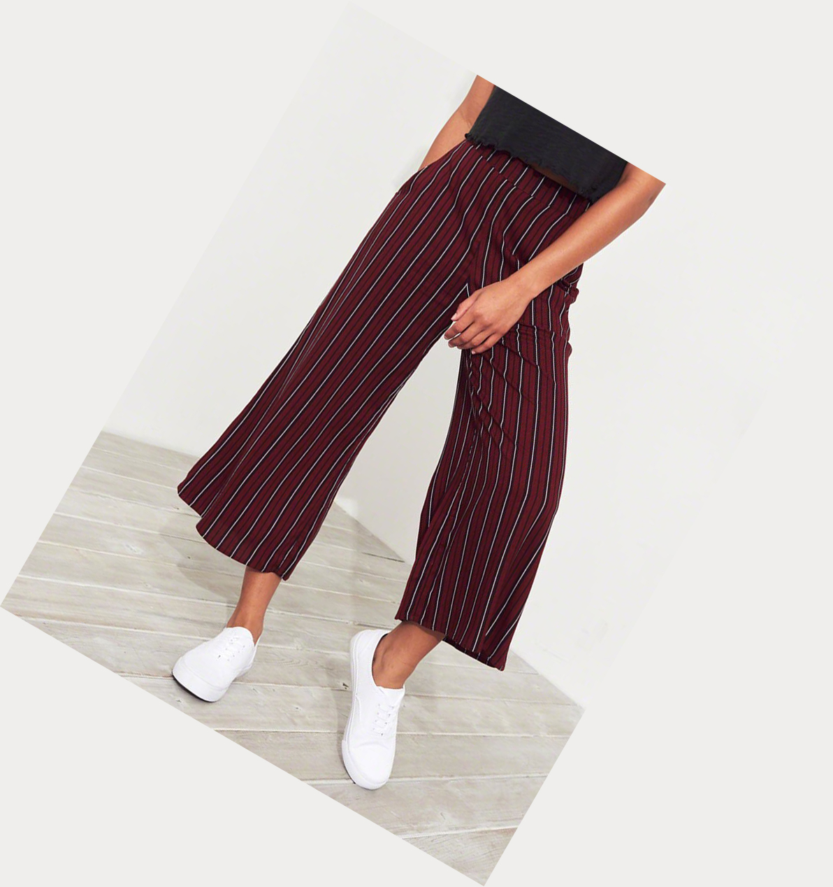 Burgundy Stripes Women's Hollister Ultra High-Rise Pants | UK-476NHSE