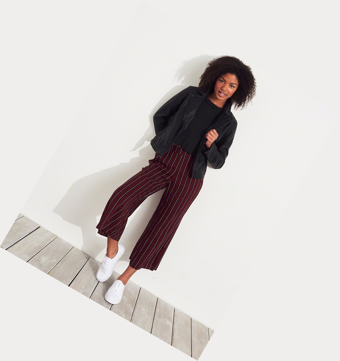 Burgundy Stripes Women's Hollister Ultra High-Rise Pants | UK-476NHSE