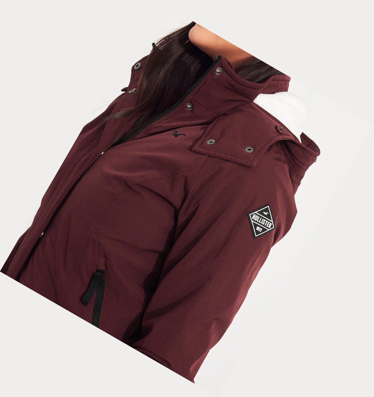 Burgundy Women's Hollister Cozy-Lined Bomber Jackets | UK-042MLGZ