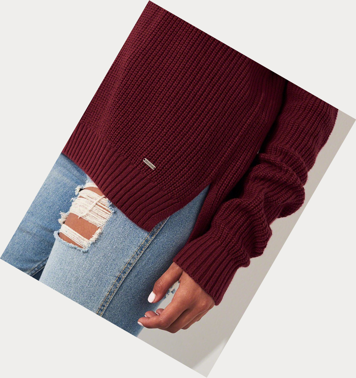 Burgundy Women's Hollister Crewneck Sweaters | UK-039ARSQ