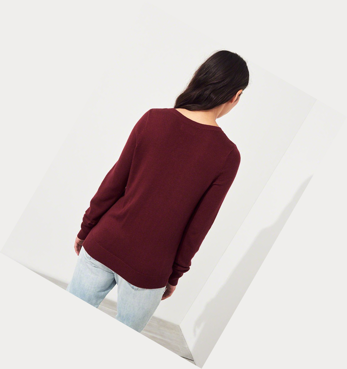 Burgundy Women's Hollister Crewneck Sweaters | UK-316OSYE