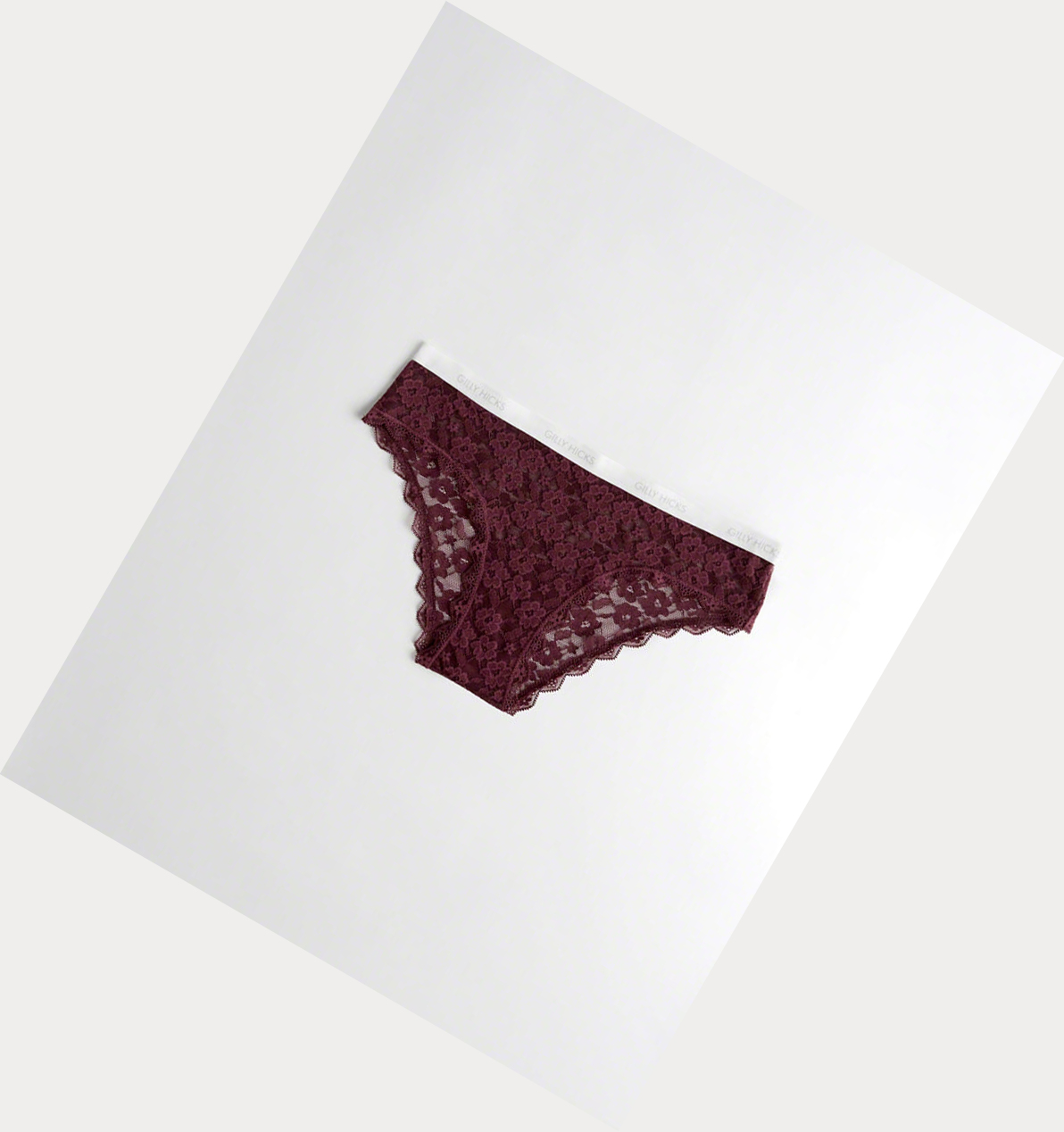 Burgundy Women\'s Hollister Lace Cheeky Underwear | UK-752QHJX