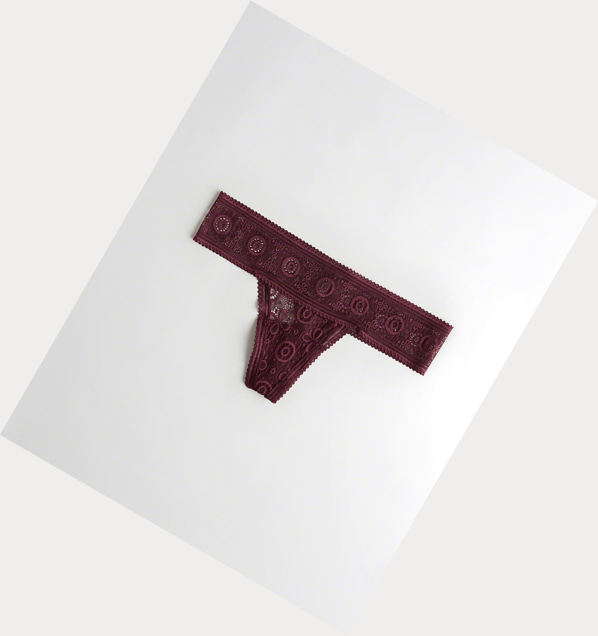 Burgundy Women\'s Hollister Lace Thong Underwear | UK-759NXBK