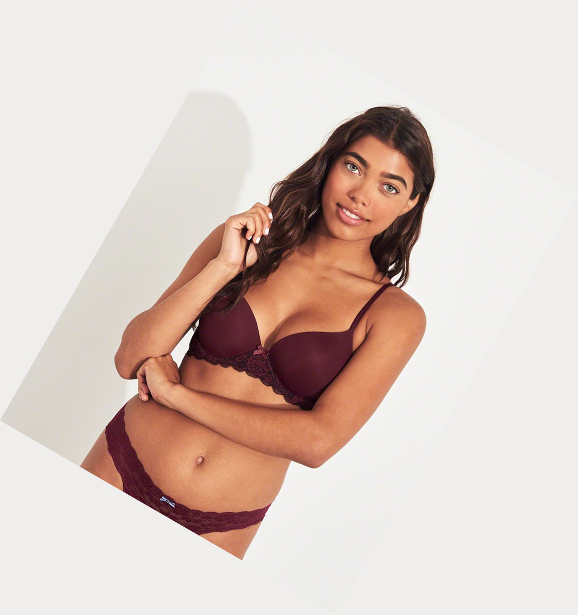 Burgundy Women's Hollister Lightly Lined Demi Bras | UK-215NTCK