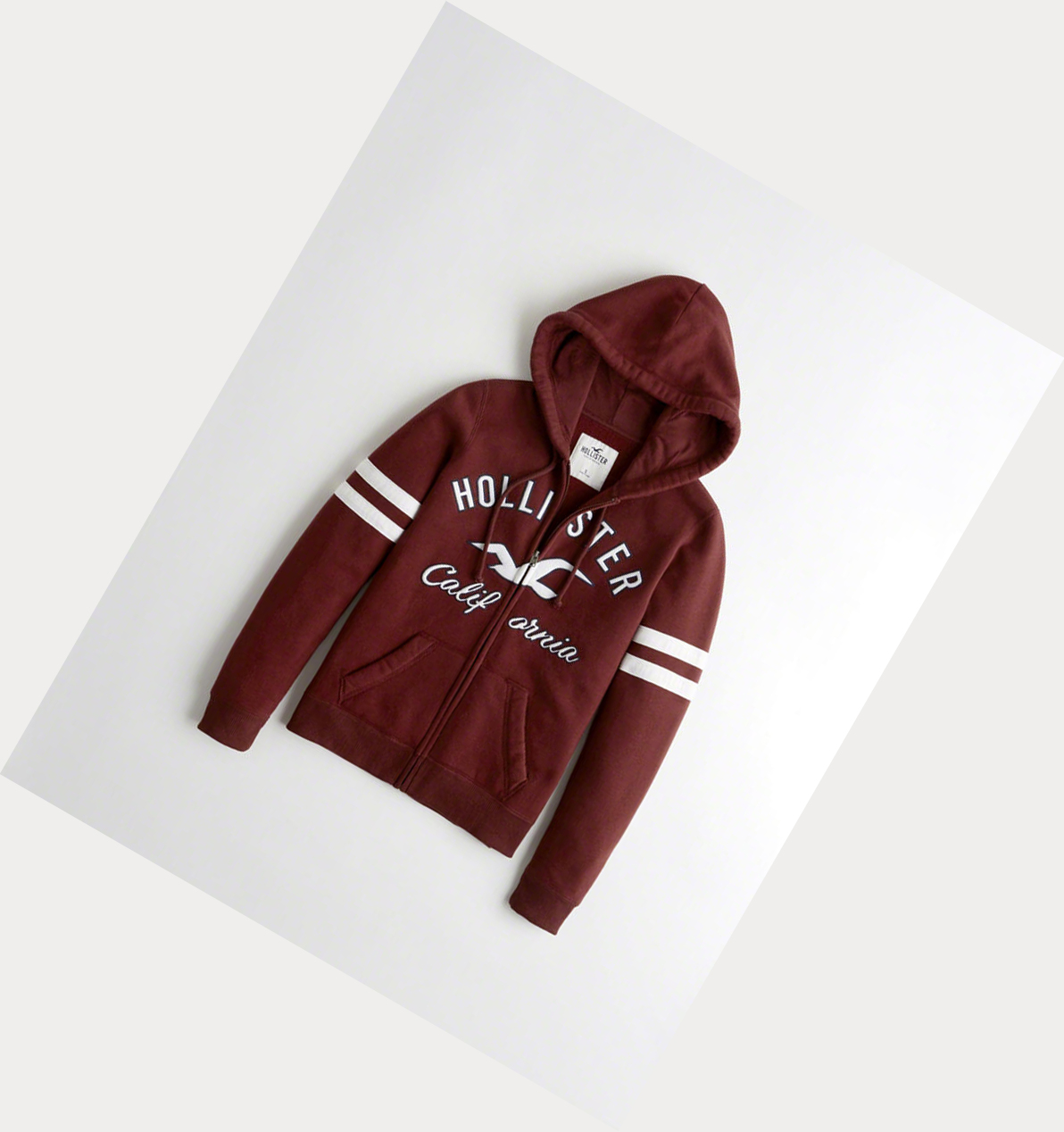 Burgundy Women\'s Hollister Logo Graphic Full-Zip Hoodie | UK-957HRVG