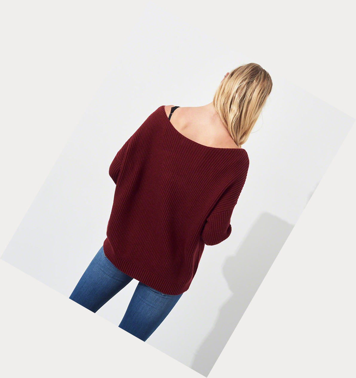 Burgundy Women's Hollister On Or Off The Shoulder Sweaters | UK-631BDLI