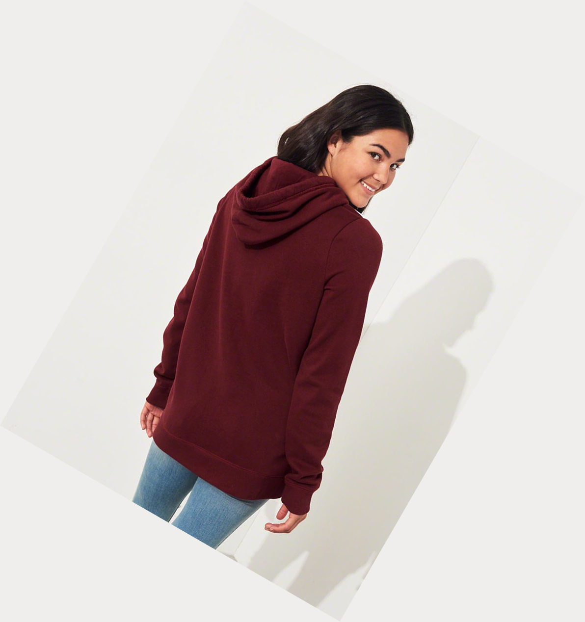 Burgundy Women's Hollister Oversized Colorblock Hoodie | UK-279KTEZ