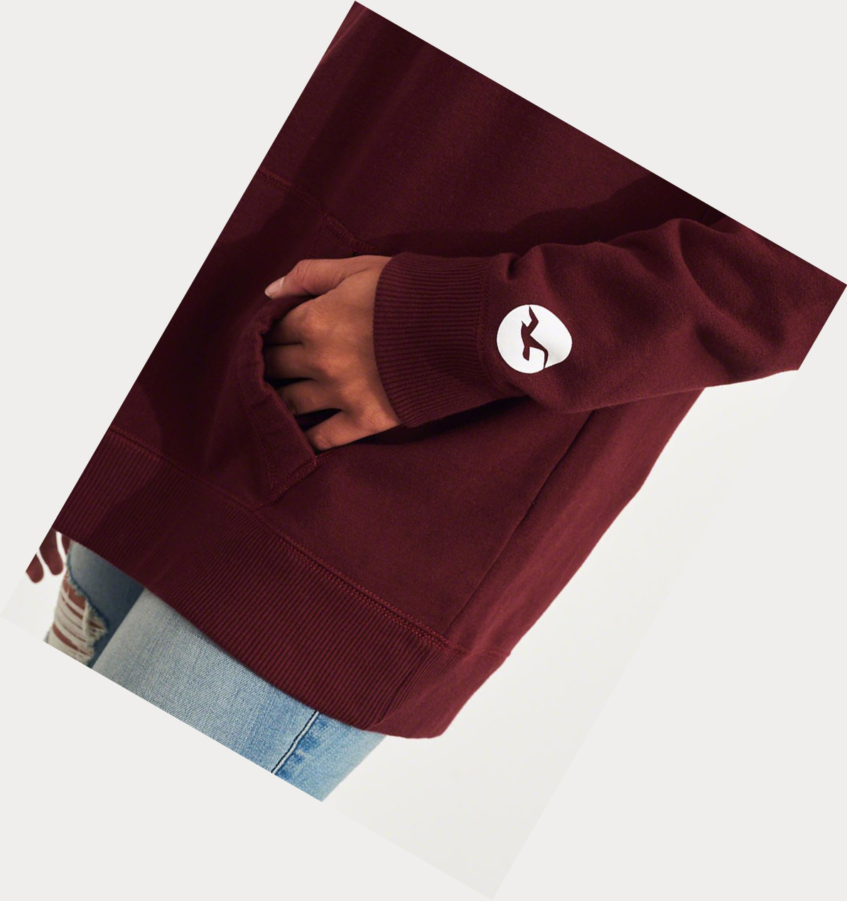 Burgundy Women's Hollister Oversized Colorblock Hoodie | UK-279KTEZ