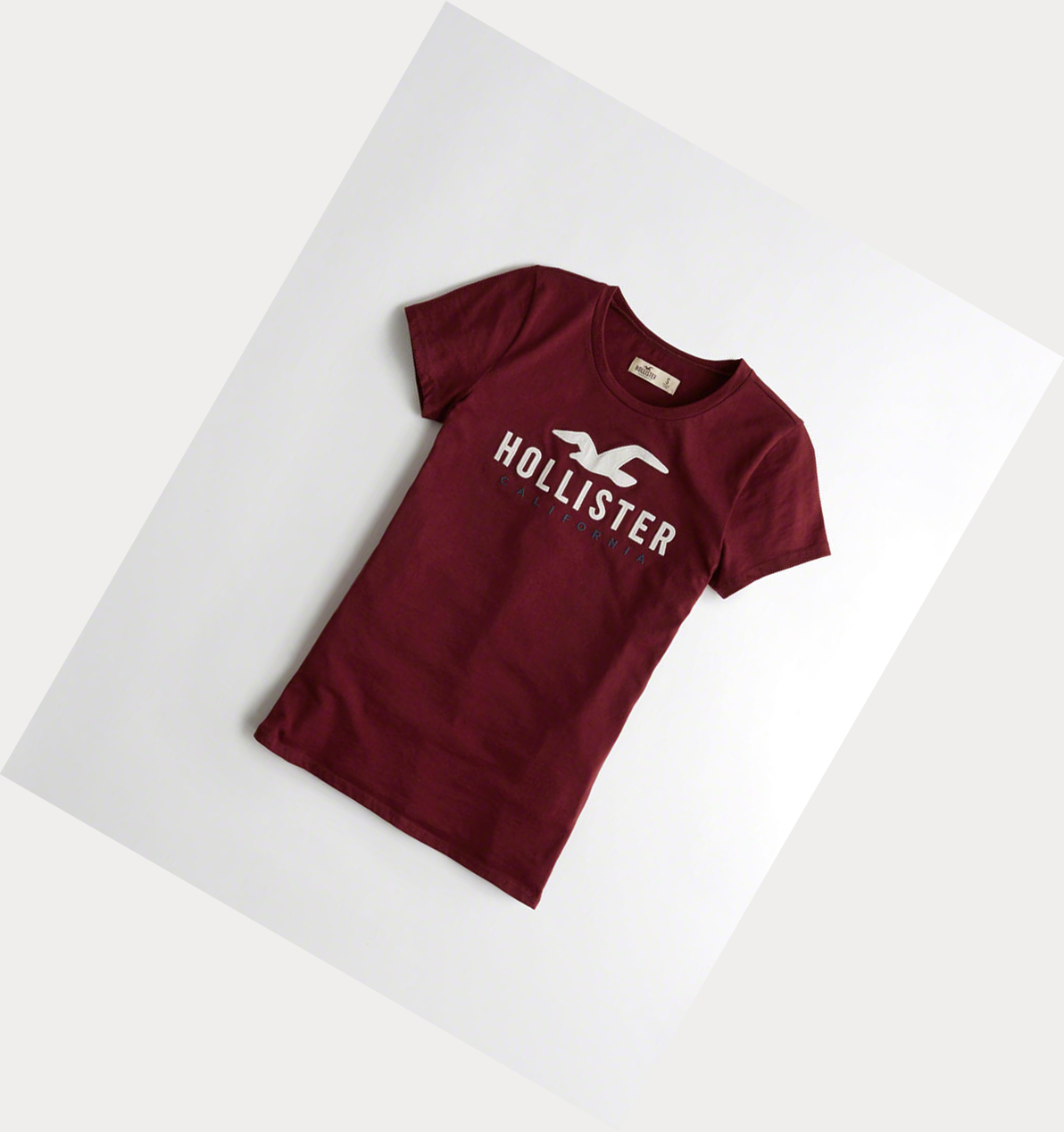 Burgundy Women\'s Hollister Slim Crew Short Sleeve | UK-204WQET