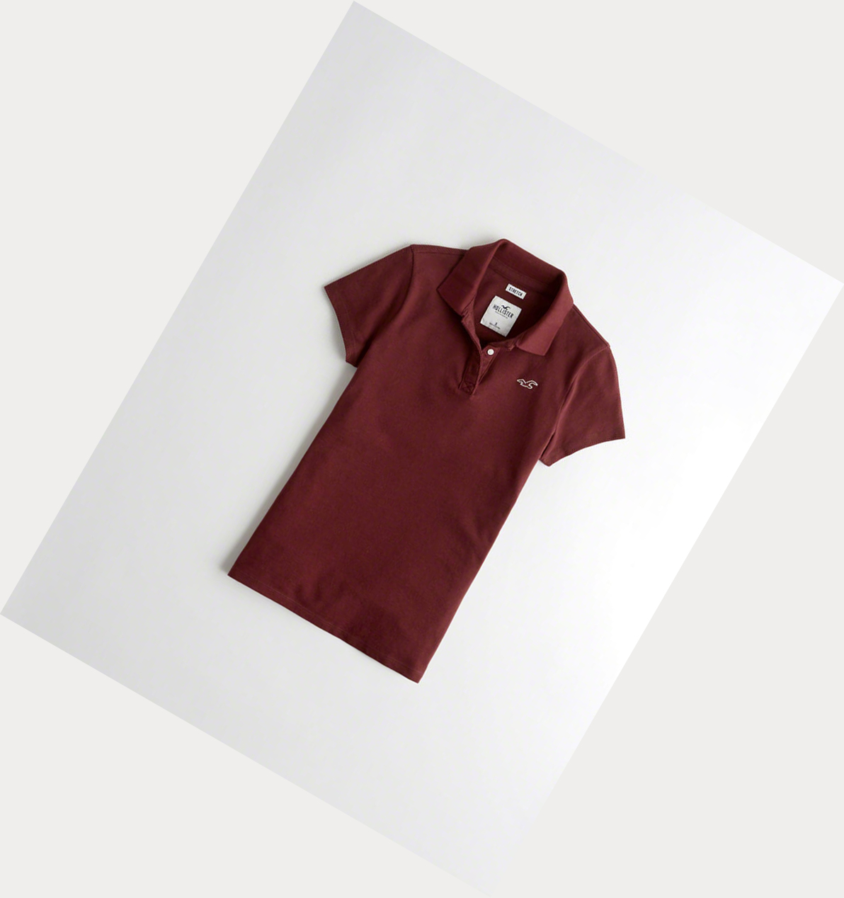 Burgundy Women\'s Hollister Slim Icon Polo Shirts | UK-038OEJK