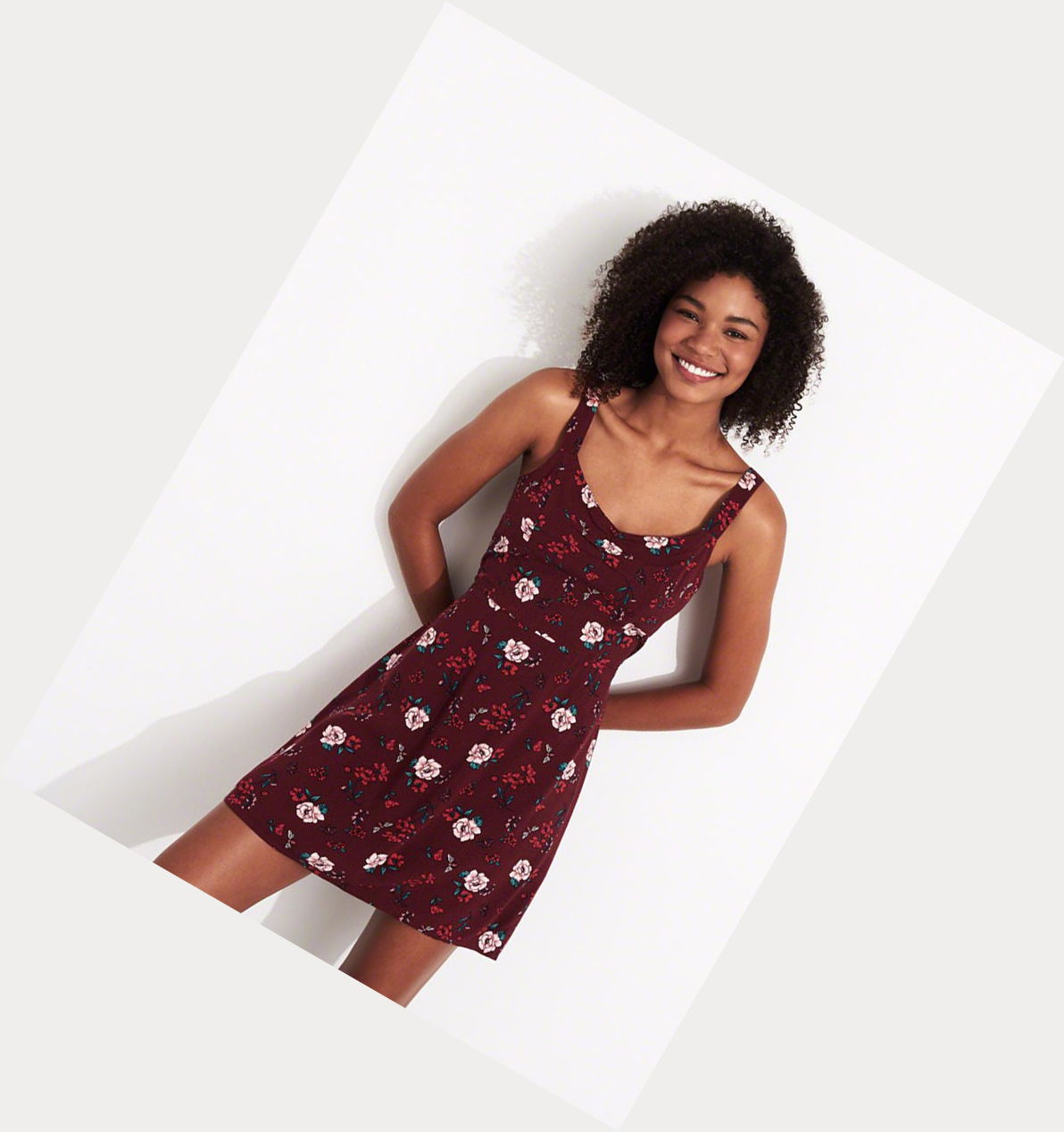 Burgundy Women's Hollister Tie-Back A-Line Dress | UK-972OGZF