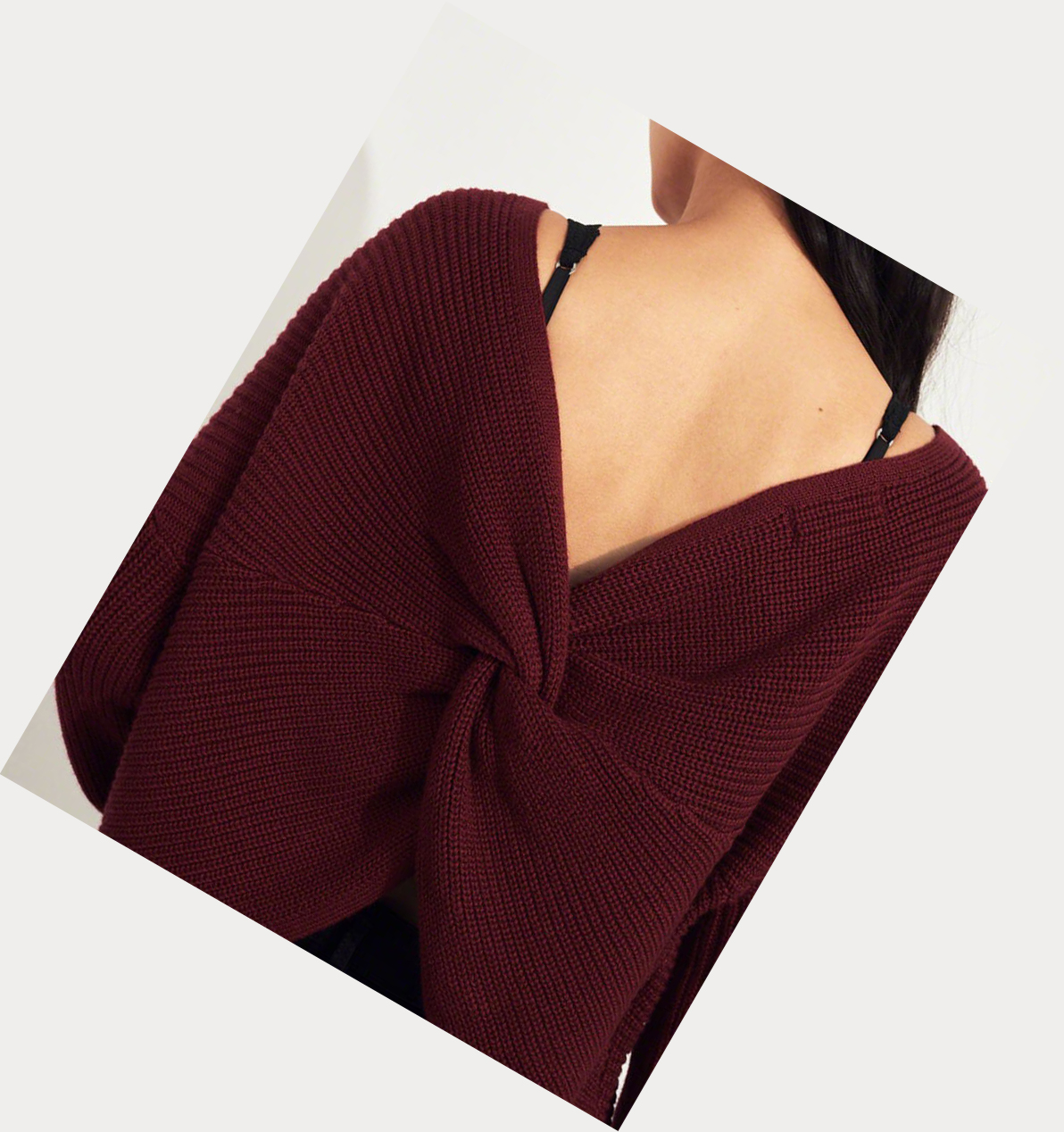 Burgundy Women's Hollister Twist-Back Sweaters | UK-347VWNF