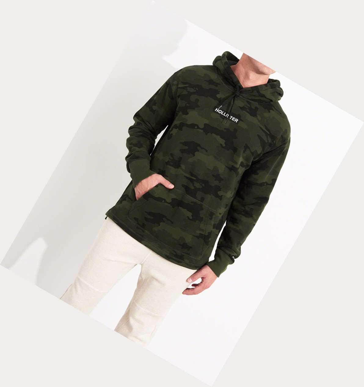 Camo Men's Hollister Embroidered Logo Hoodie | UK-210IPZJ