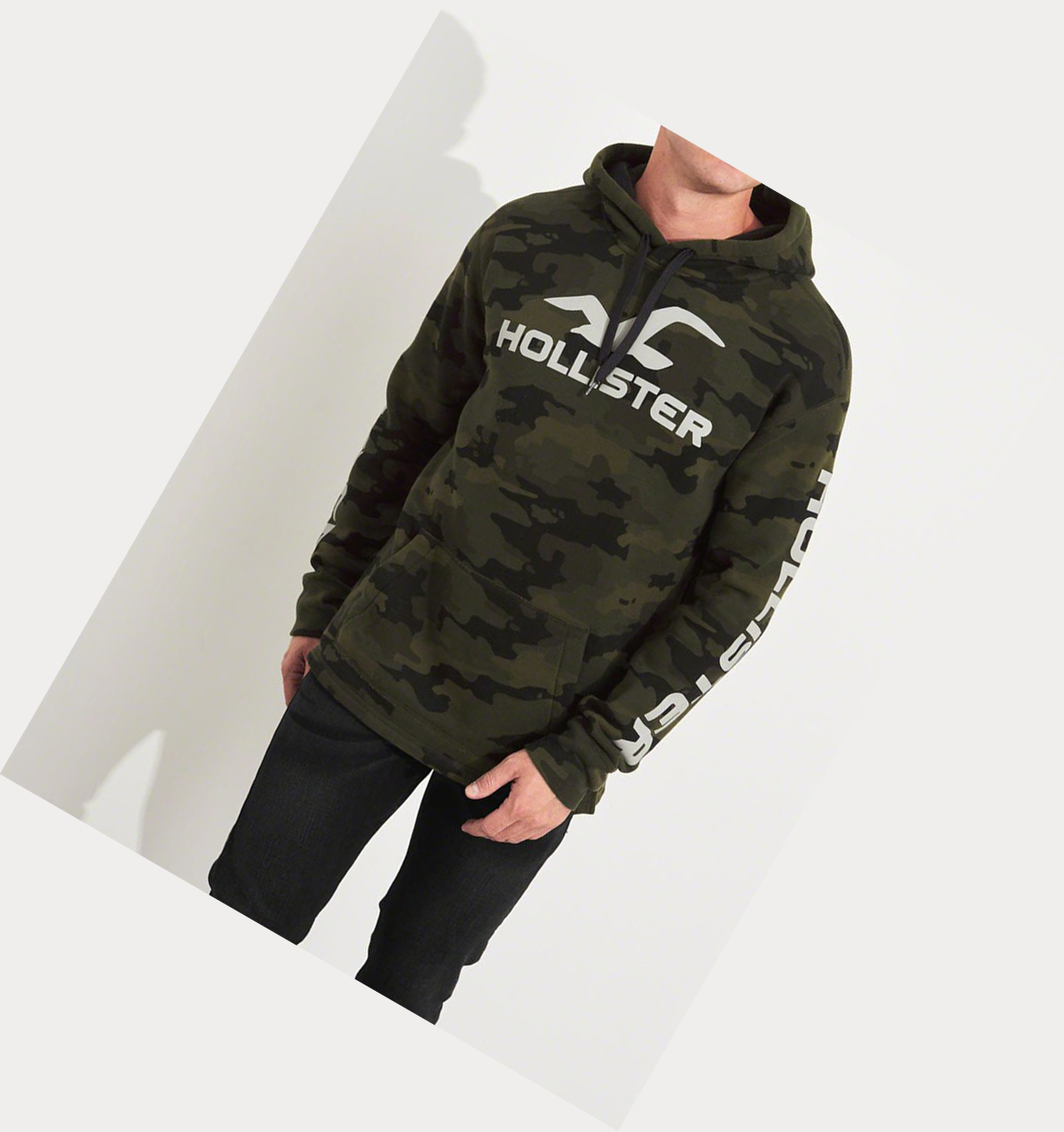 Camo Men's Hollister Print Logo Graphic Hoodie | UK-472CAVO