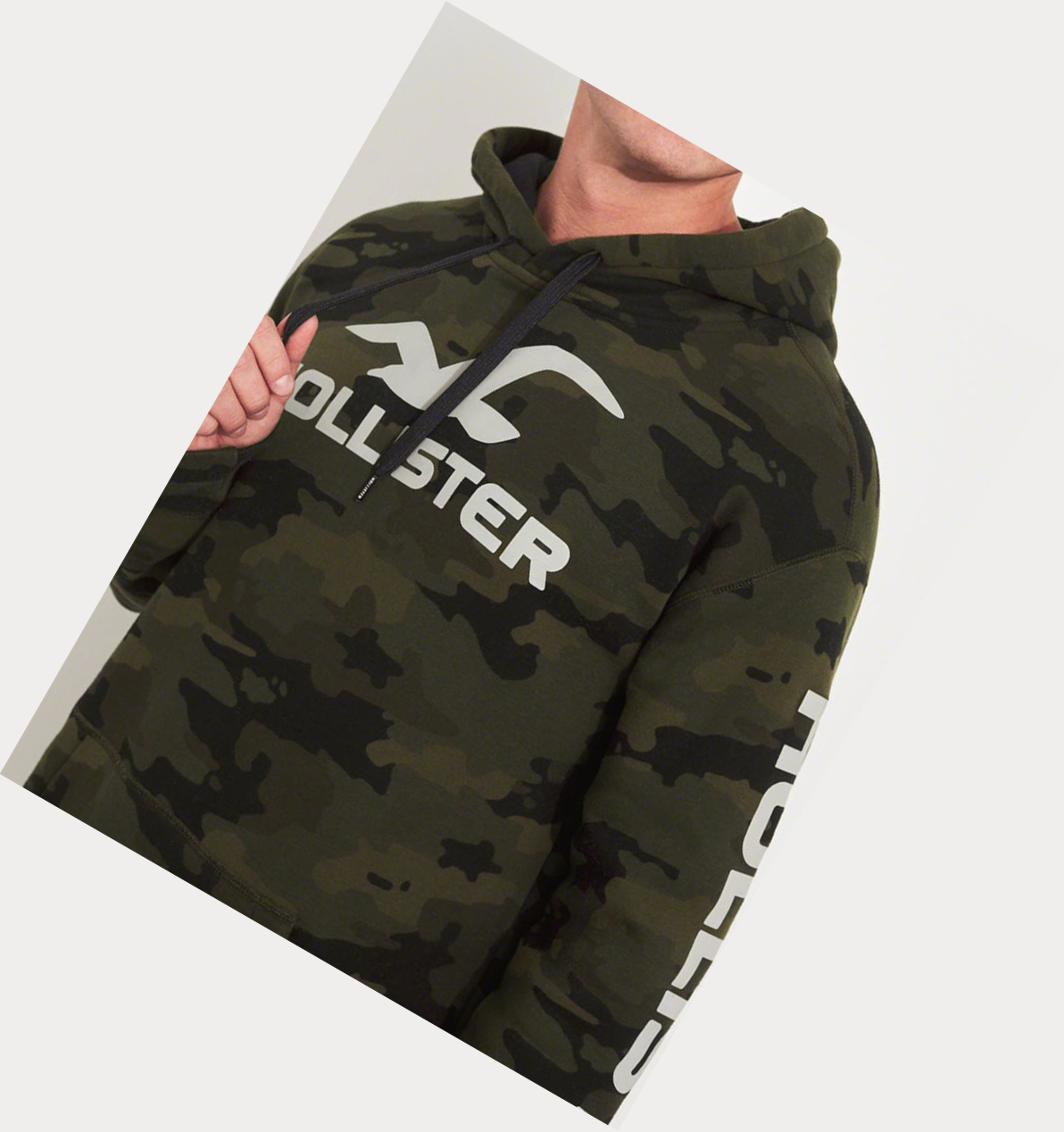 Camo Men's Hollister Print Logo Graphic Hoodie | UK-472CAVO