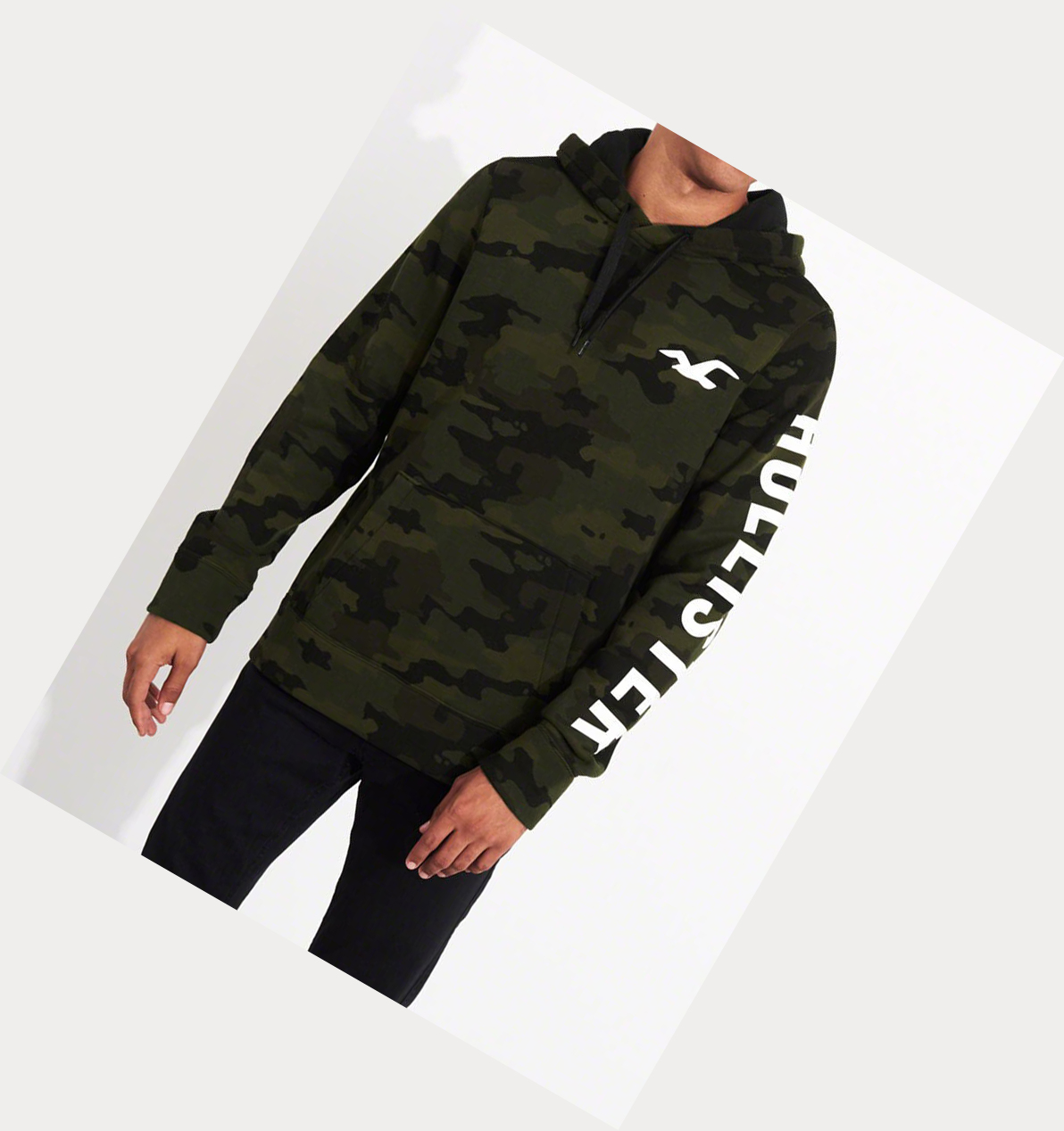 Camo Men's Hollister Print Logo Hoodie | UK-504CRPO