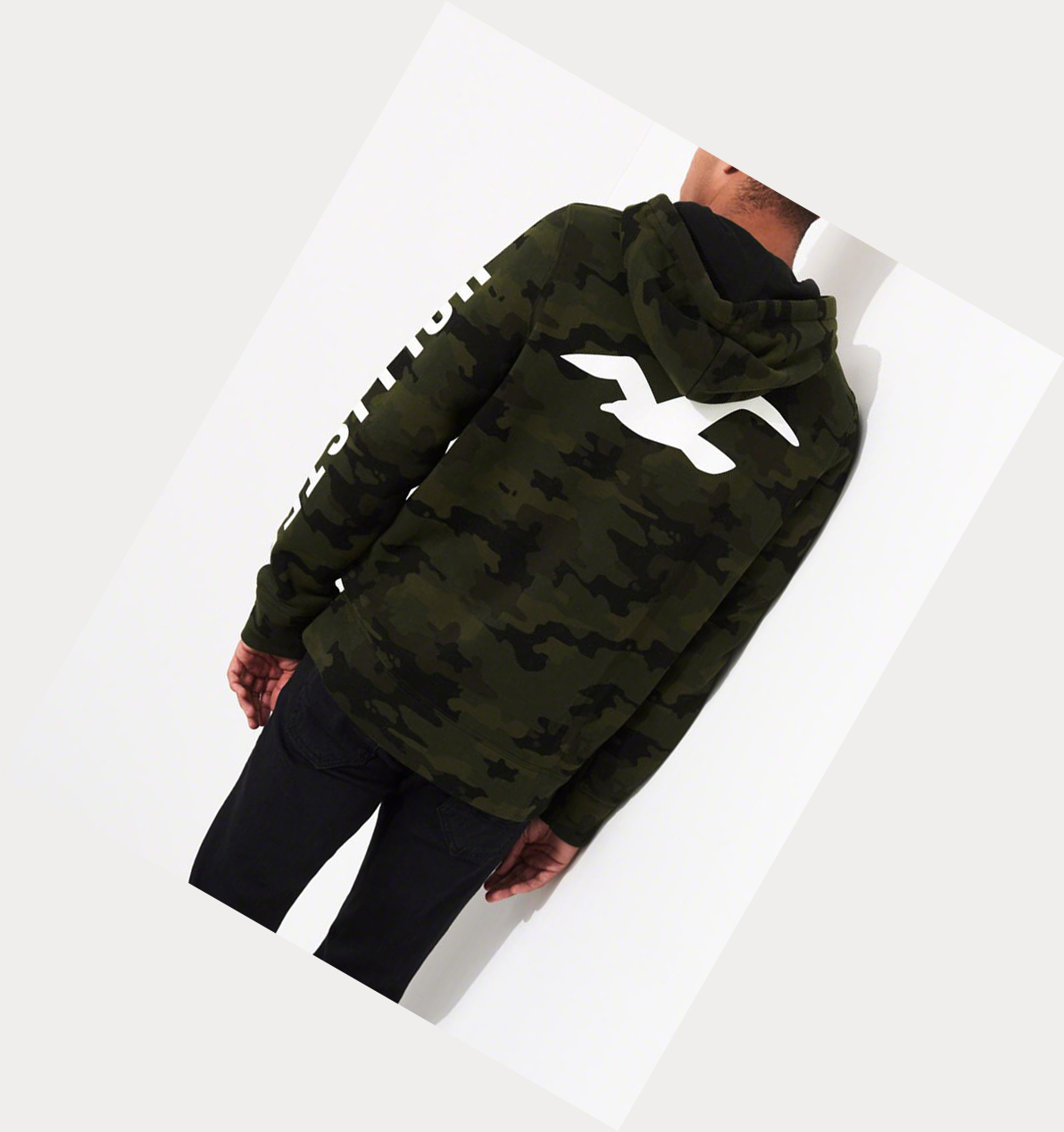 Camo Men's Hollister Print Logo Hoodie | UK-504CRPO