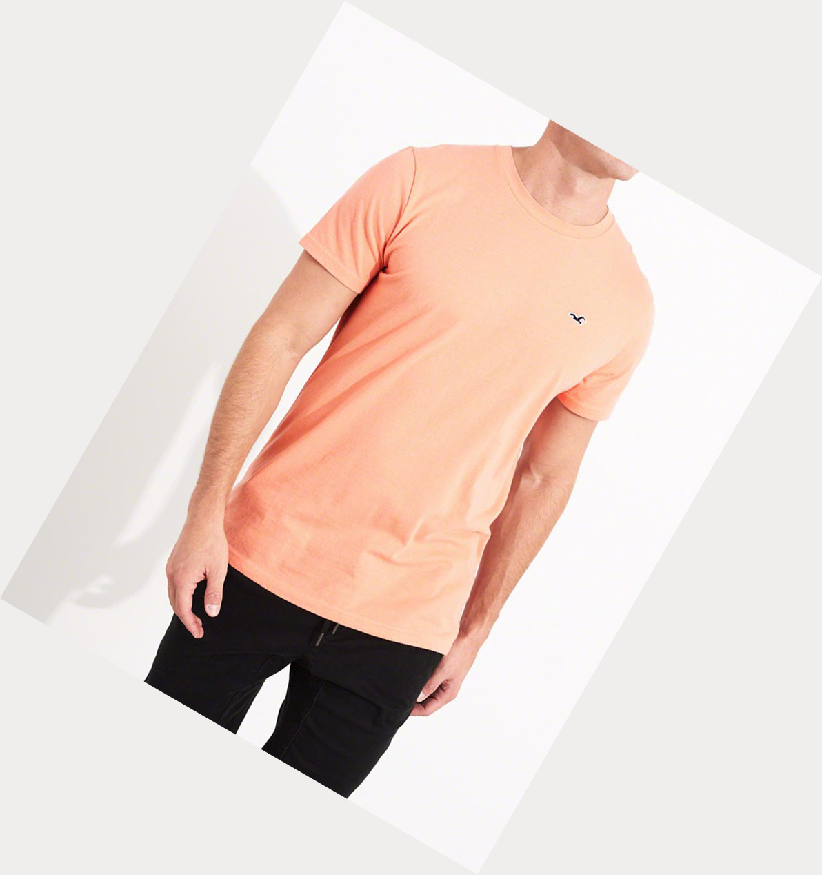 Coral Men's Hollister Must-Have Crewneck Short Sleeve | UK-340ETRL