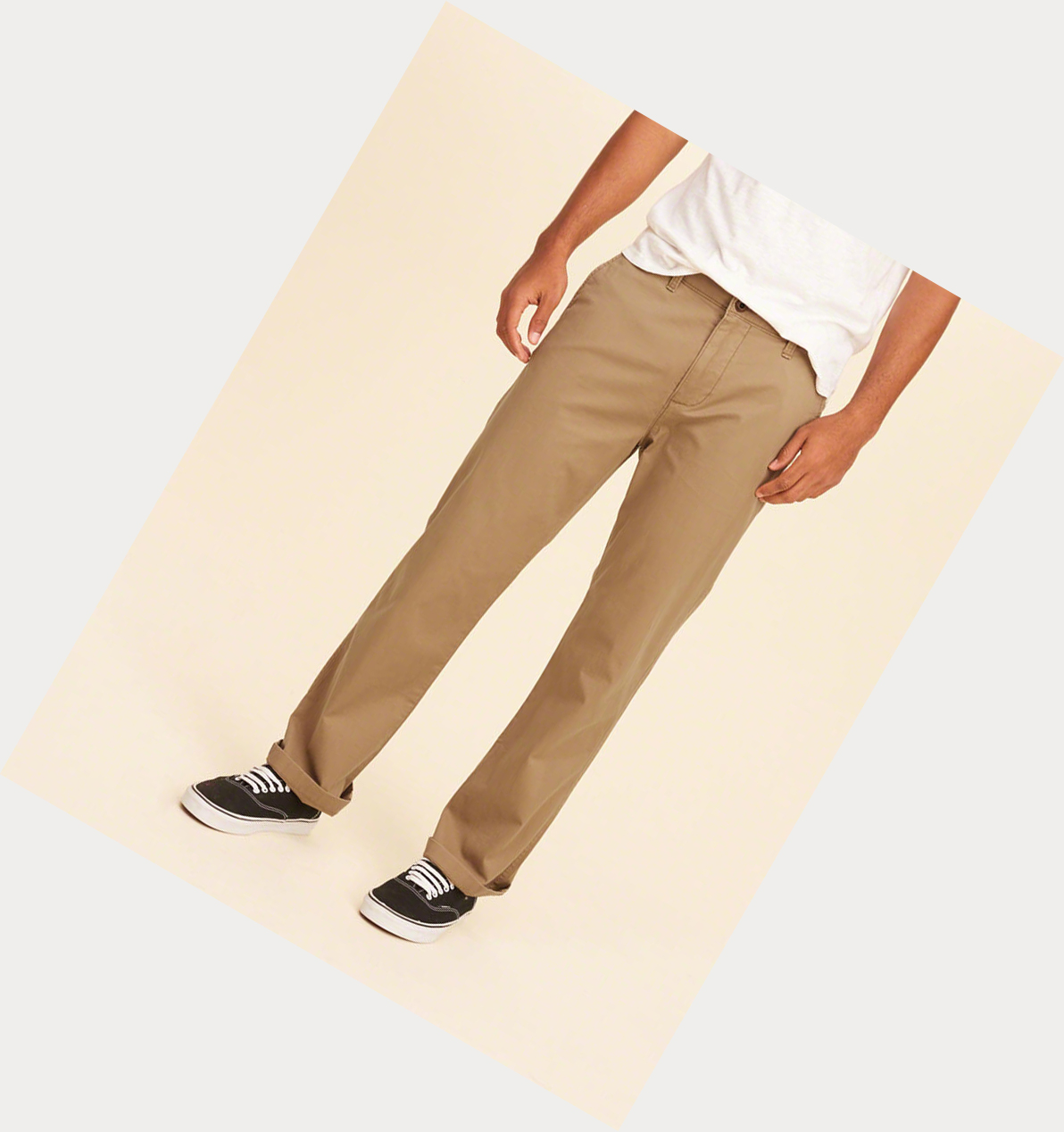 Dark Khaki Men's Hollister Epic Flex Relaxed Chino Pants | UK-423SUKF